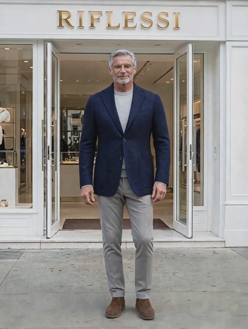 Sartorio Cashmere Sport Jacket - Dark Blue - stairs video