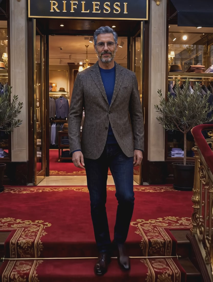 Sartorio Marled Wool-Silk-Cashmere Sport Jacket - stairs video
