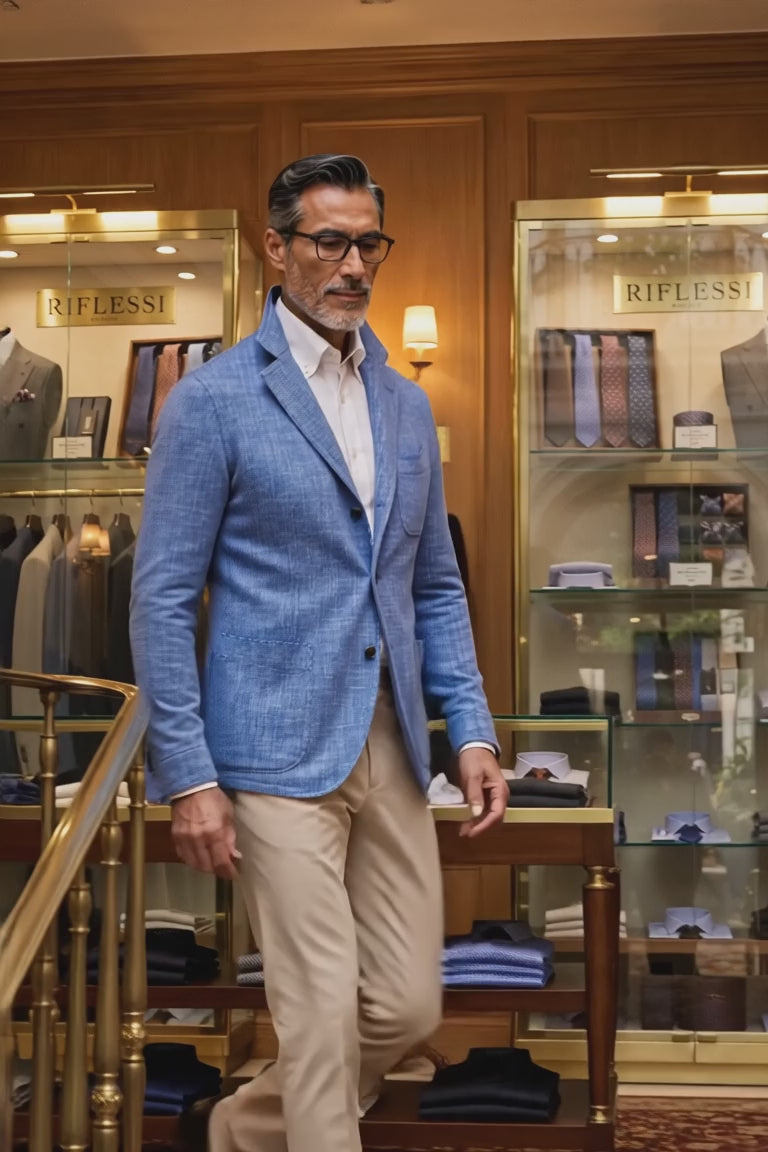 Sartorio Woven Cashmere Sport Jacket — Cornflower Blue — in the store