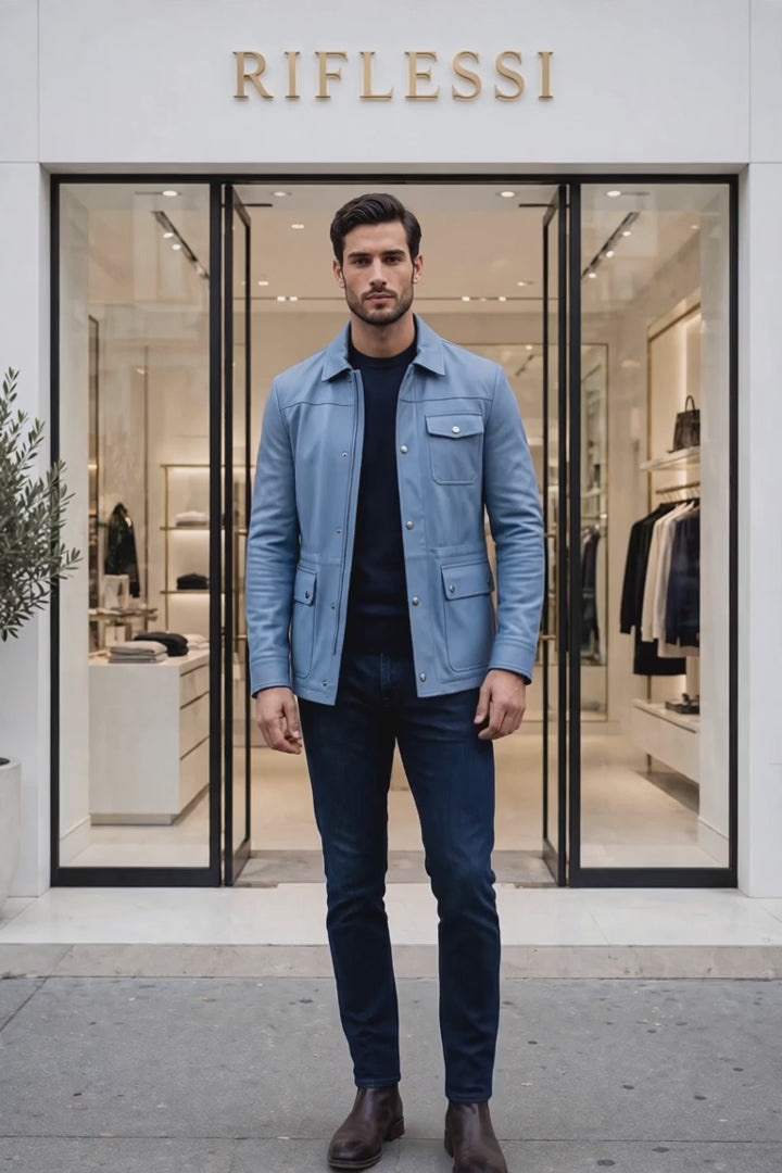 Kired YAWAL Lambskin Light Jacket — Cornflower Blue