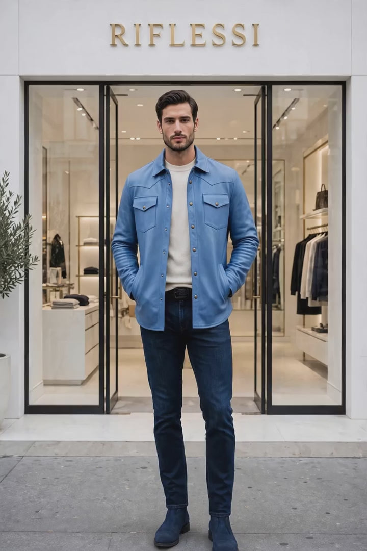 Kired TOTO Lambskin Overshirt — Cornflower Blue