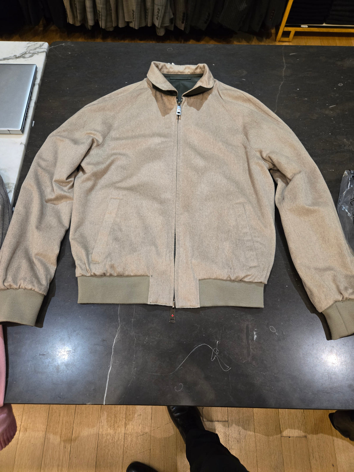 Kired PISA Lambskin-Cashmere Reversible Zip-Up Bomber Jacket