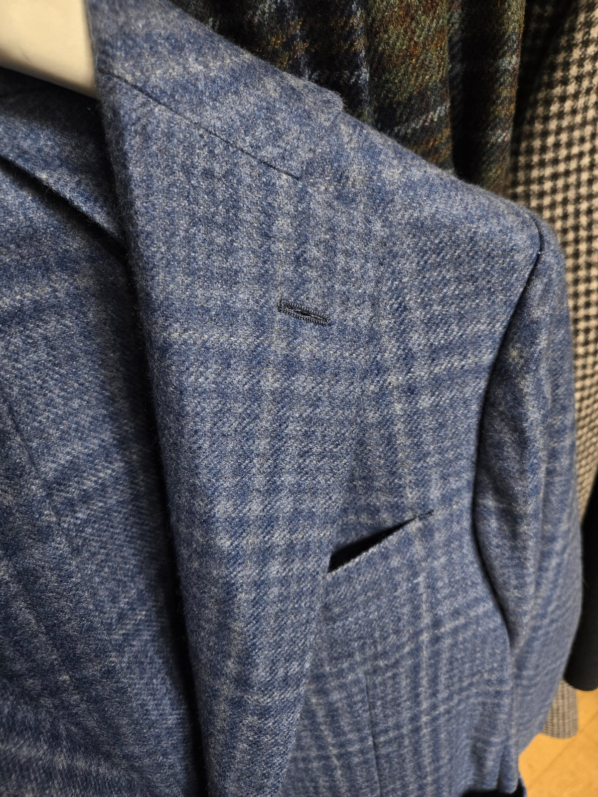 Sartorio Prince of Wales Cashmere Sport Jacket — Cornflower Blue/ Light Blue