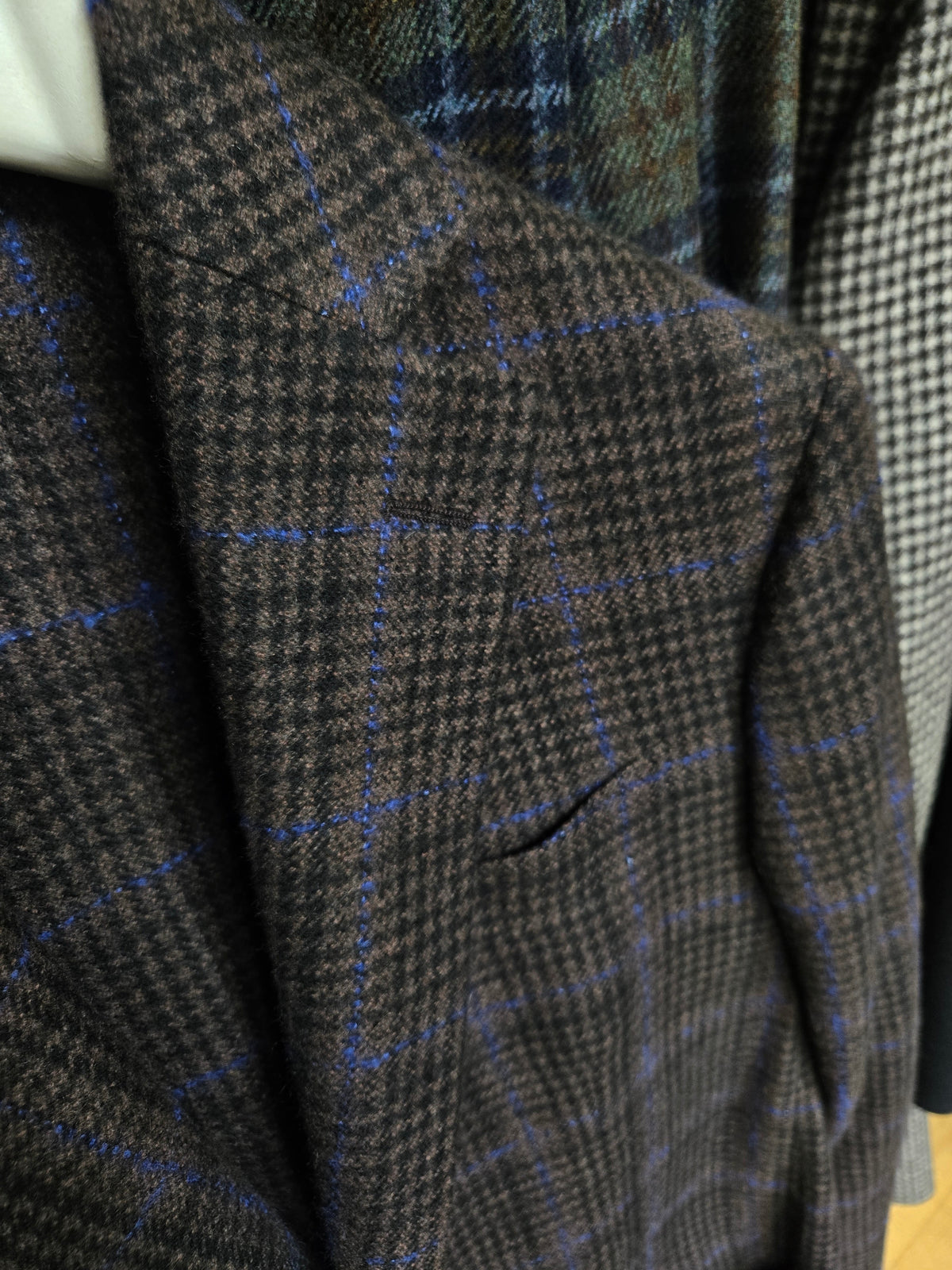 Sartorio Prince of Wales Cashmere Sport Jacket — Dark Brown/ Black