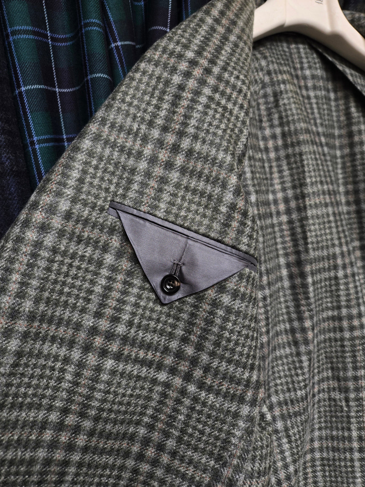 Sartorio Prince of Wales Cashmere Sport Jacket — Sage/ Light Grey