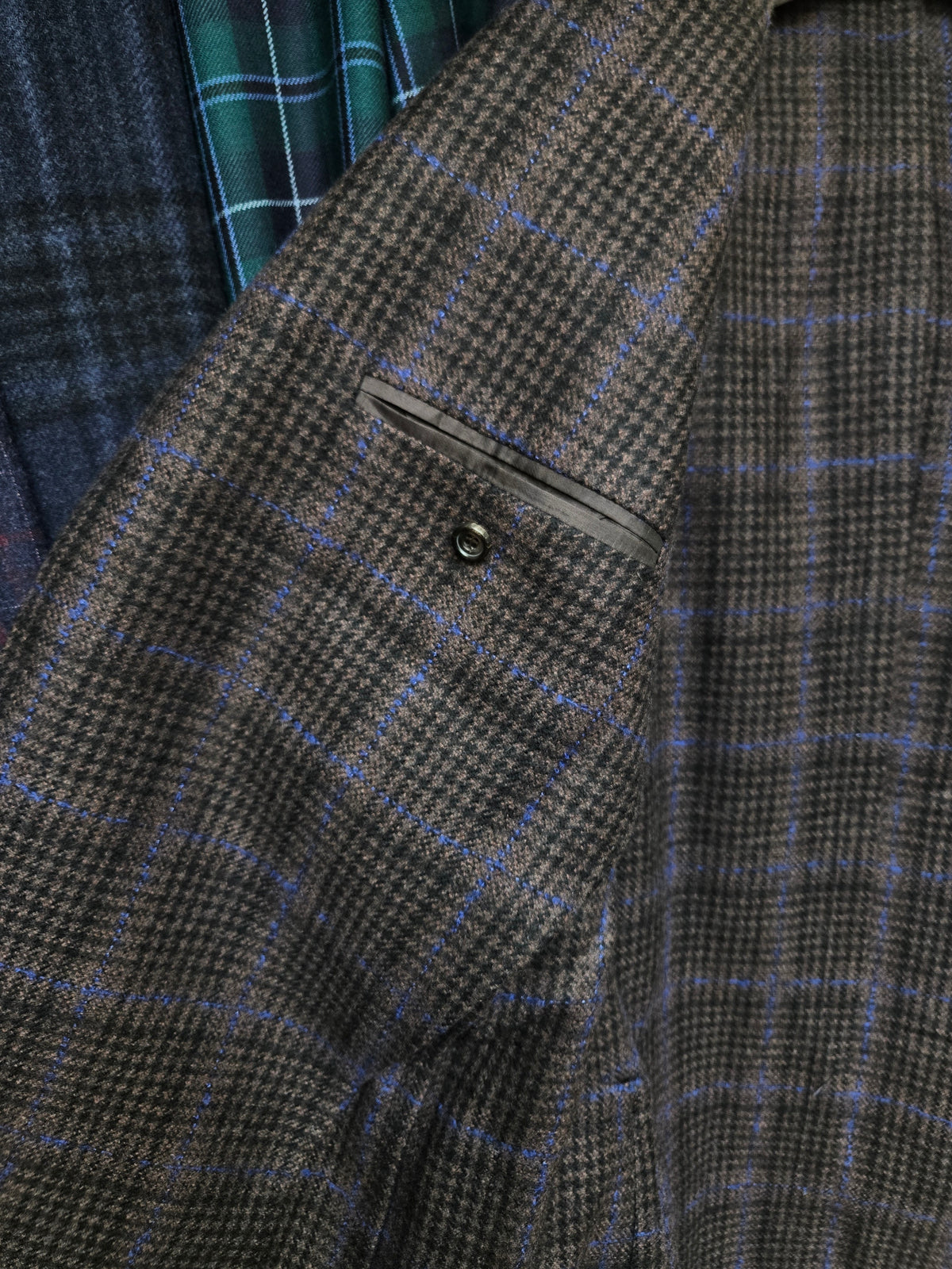 Sartorio Prince of Wales Cashmere Sport Jacket — Dark Brown/ Black