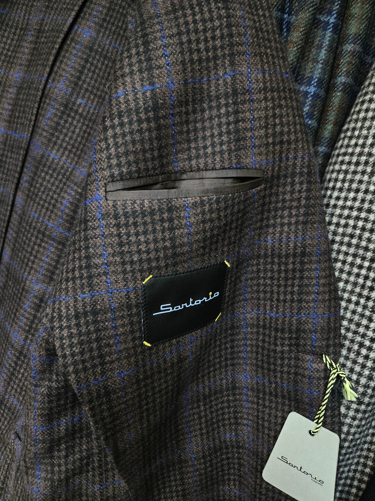 Sartorio Prince of Wales Cashmere Sport Jacket — Dark Brown/ Black