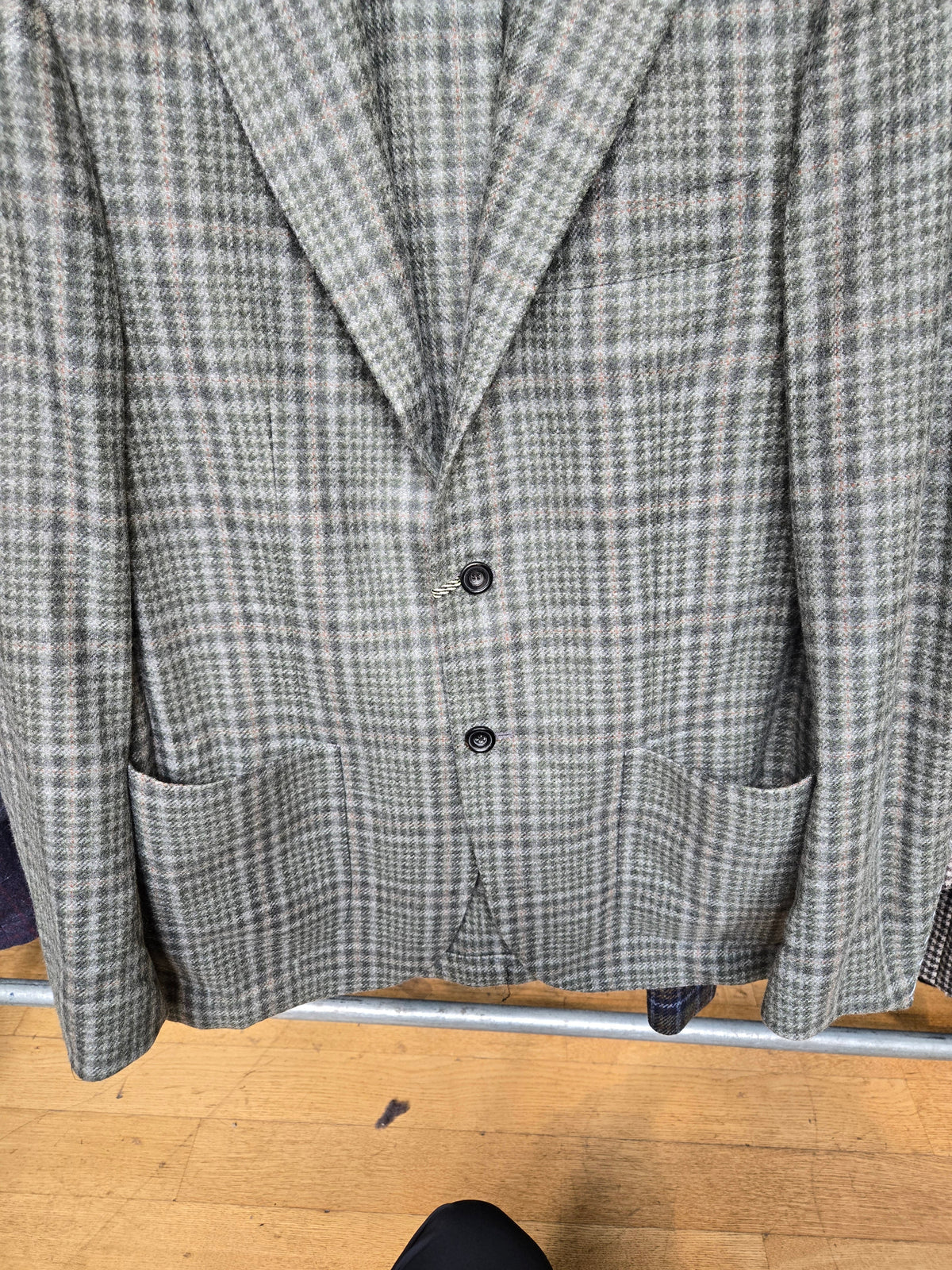 Sartorio Prince of Wales Cashmere Sport Jacket — Sage/ Light Grey