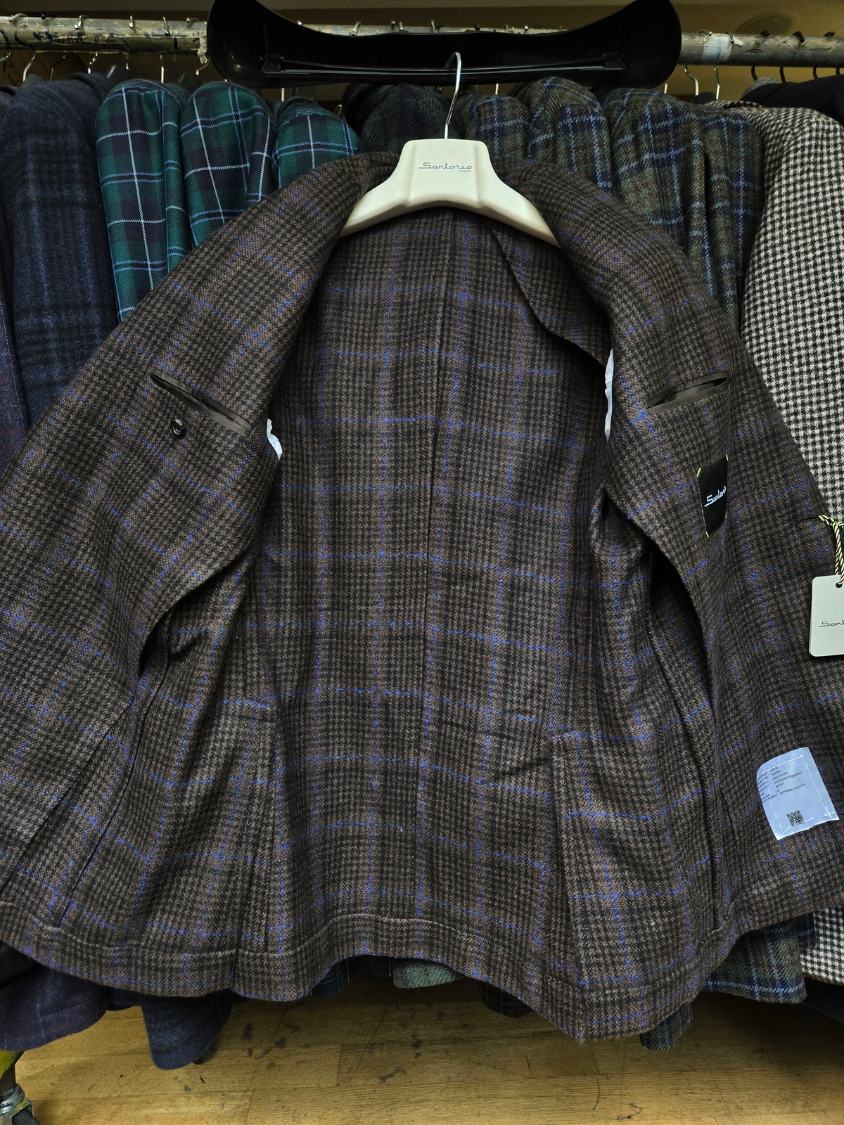 Sartorio Prince of Wales Cashmere Sport Jacket — Dark Brown/ Black