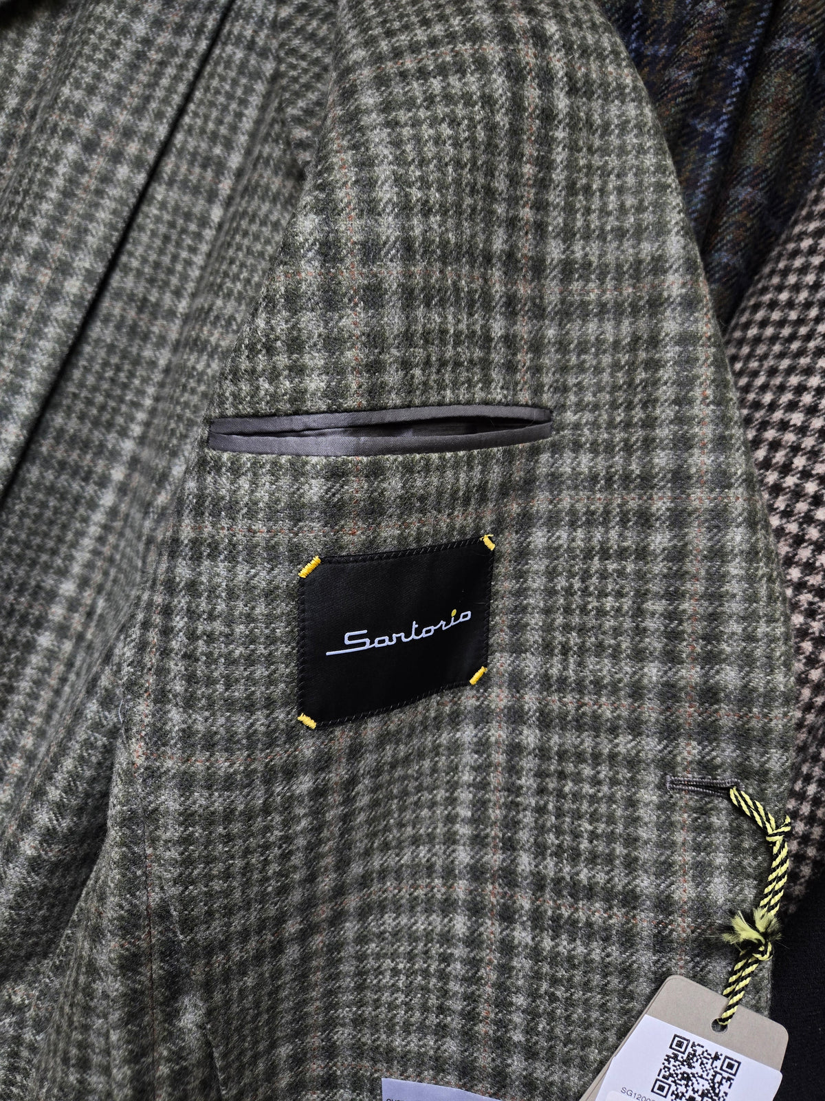 Sartorio Prince of Wales Cashmere Sport Jacket — Sage/ Light Grey