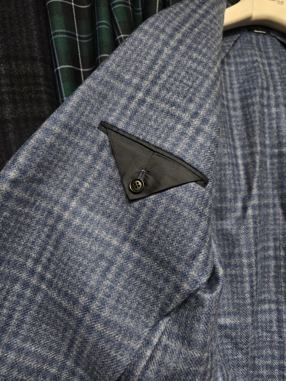 Sartorio Prince of Wales Cashmere Sport Jacket — Cornflower Blue/ Light Blue