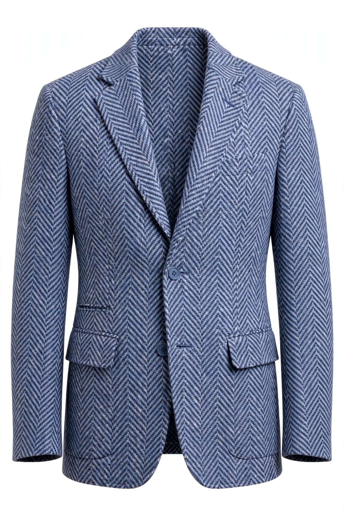 Sartorio Herringbone Virgin Wool Sport Jacket — Blue