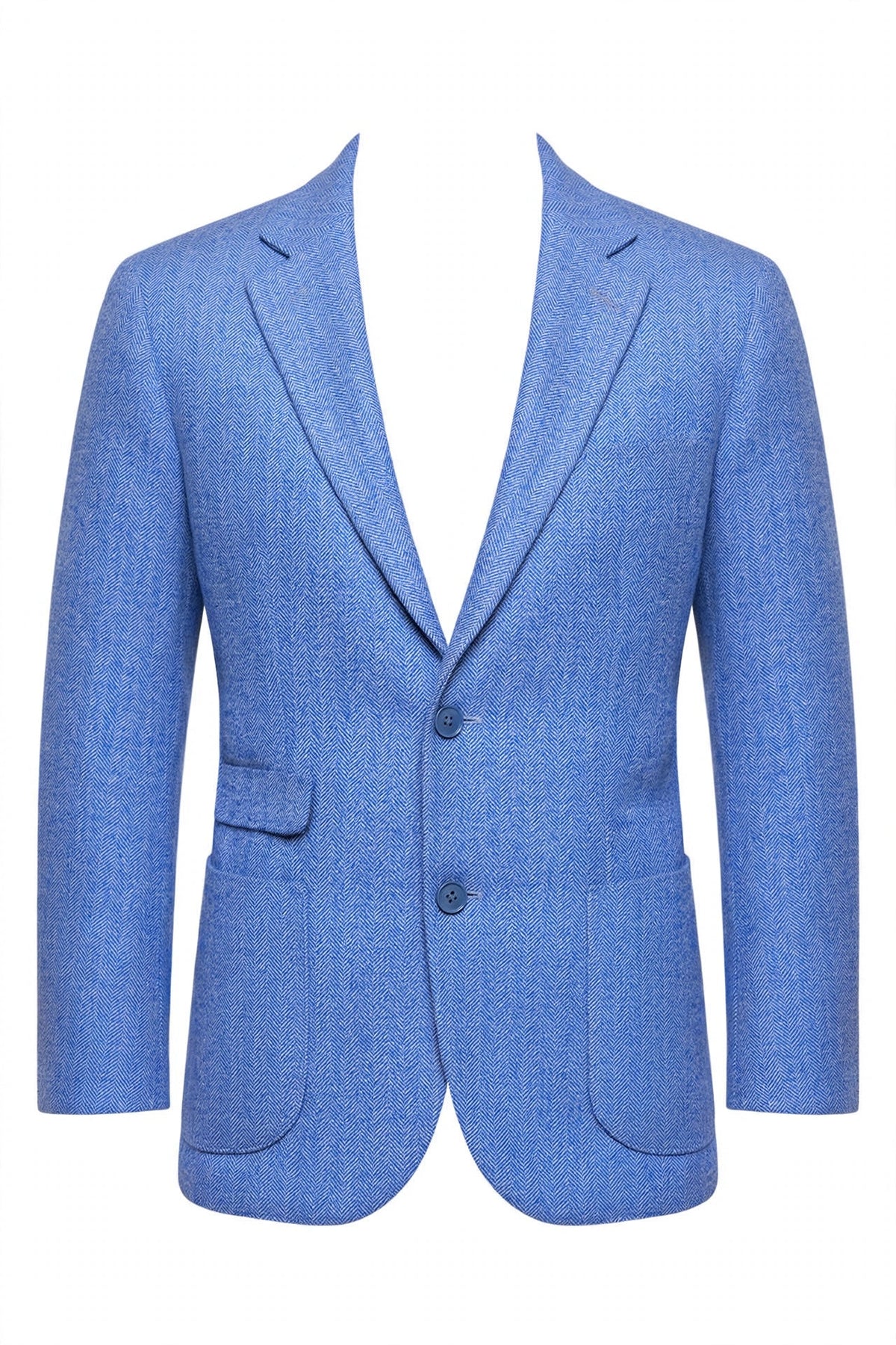 Sartorio Herringbone Virgin Wool Sport Jacket — Cobalt Blue