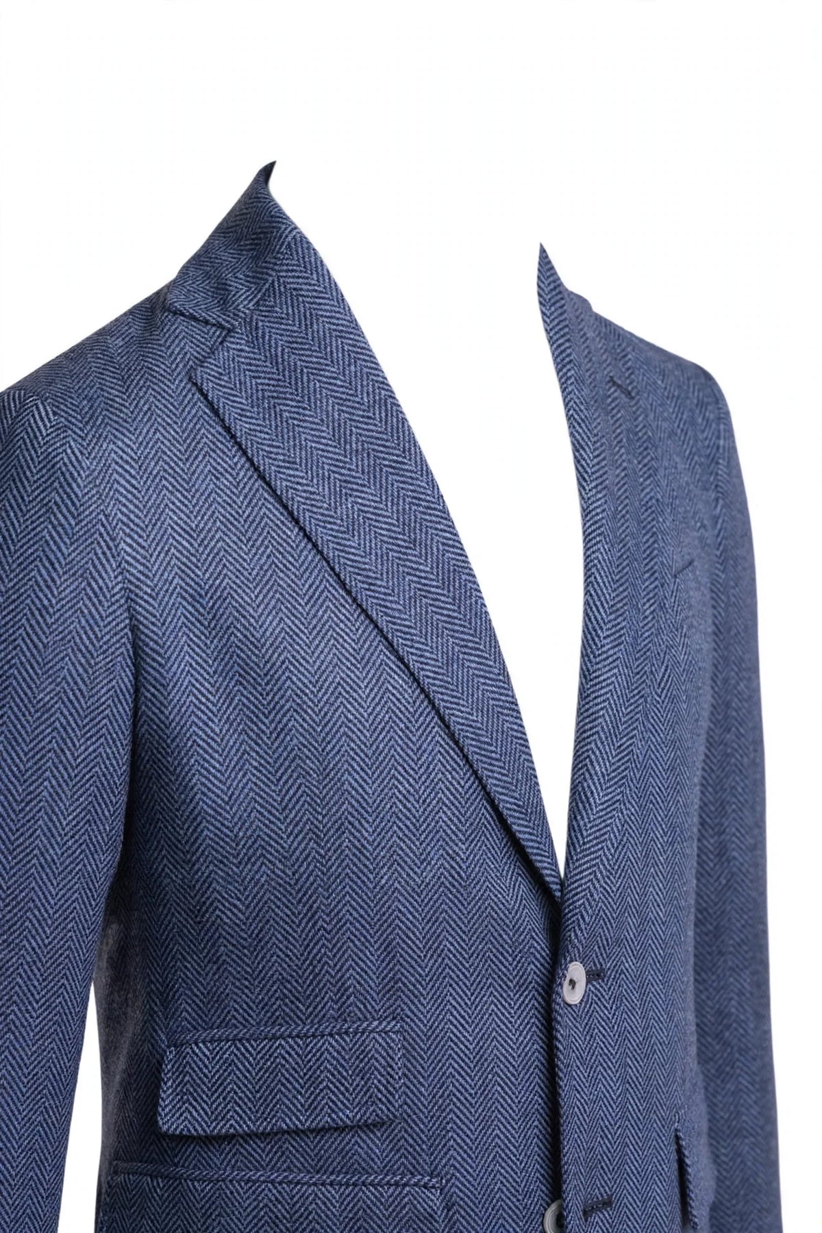 Sartorio Herringbone Virgin Wool Sport Jacket — Blue