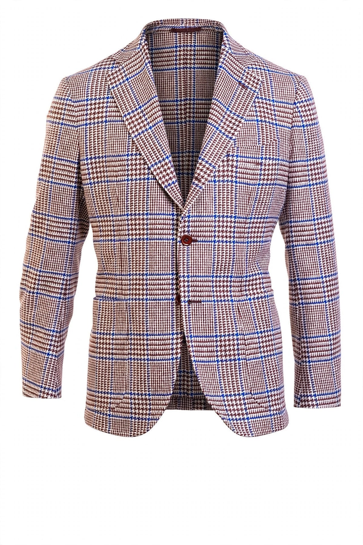 Sartorio Prince of Wales Wool Sport Jacket — Brown/ Cream