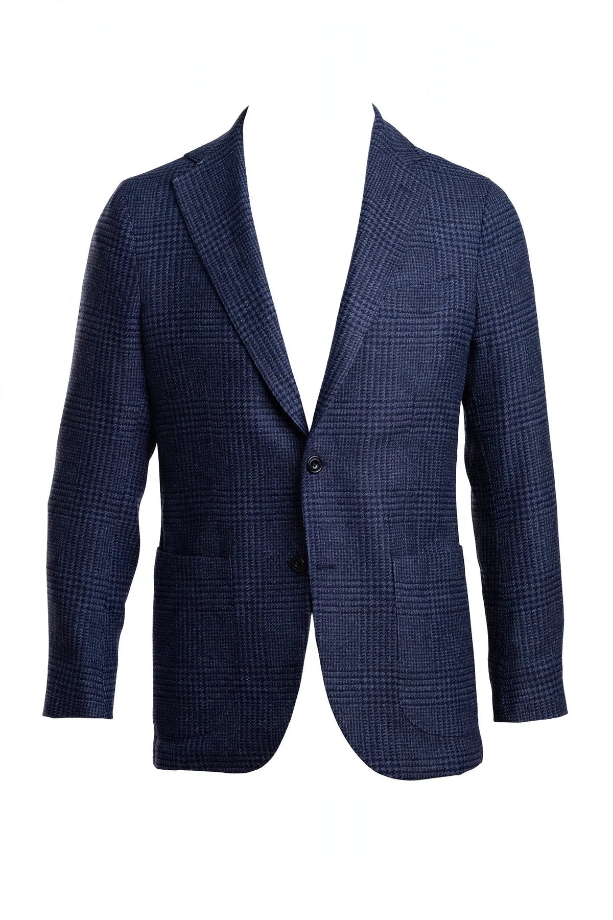 Sartorio Prince of Wales Wool-Cashmere Sport Jacket — Cobalt Blue