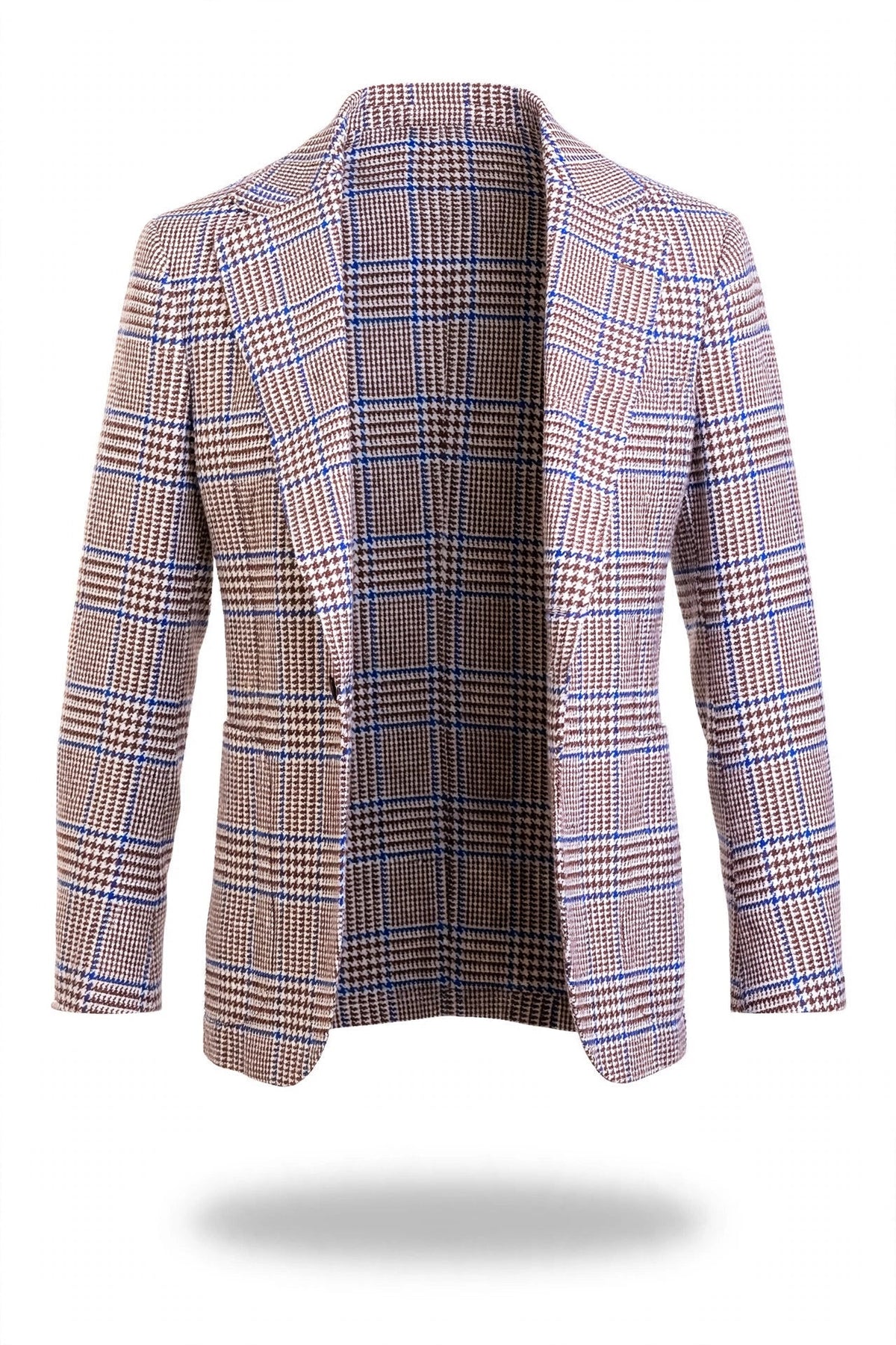 Sartorio Prince of Wales Wool Sport Jacket — Brown/ Cream
