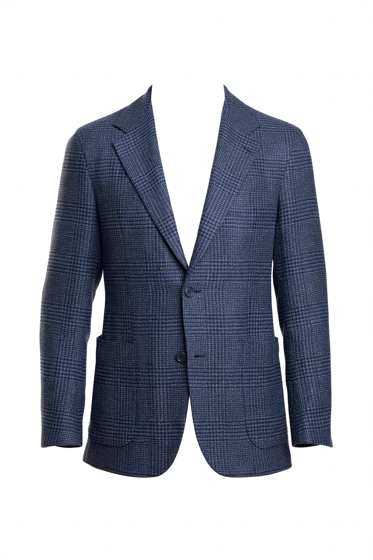 Sartorio Prince of Wales Wool-Cashmere Sport Jacket — Cobalt Blue