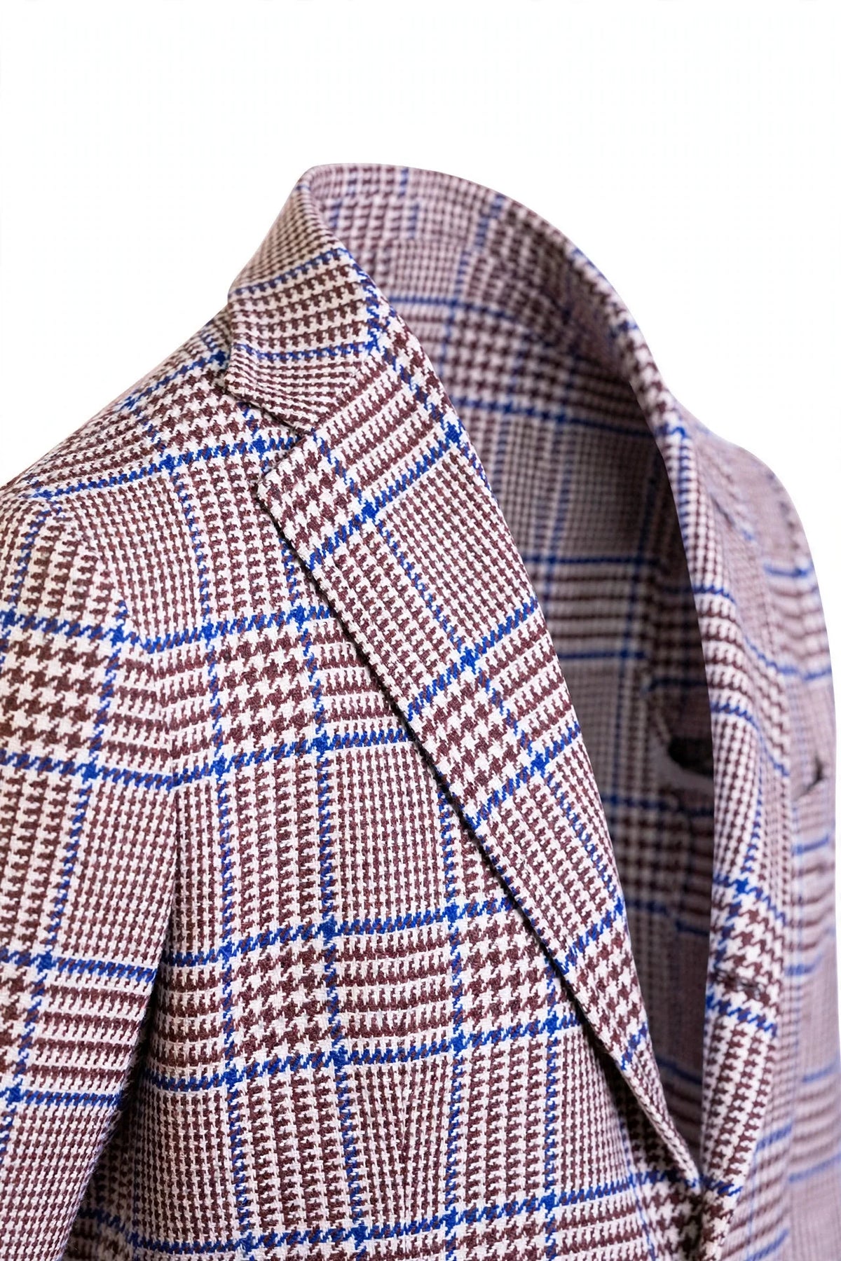 Sartorio Prince of Wales Wool Sport Jacket — Brown/ Cream