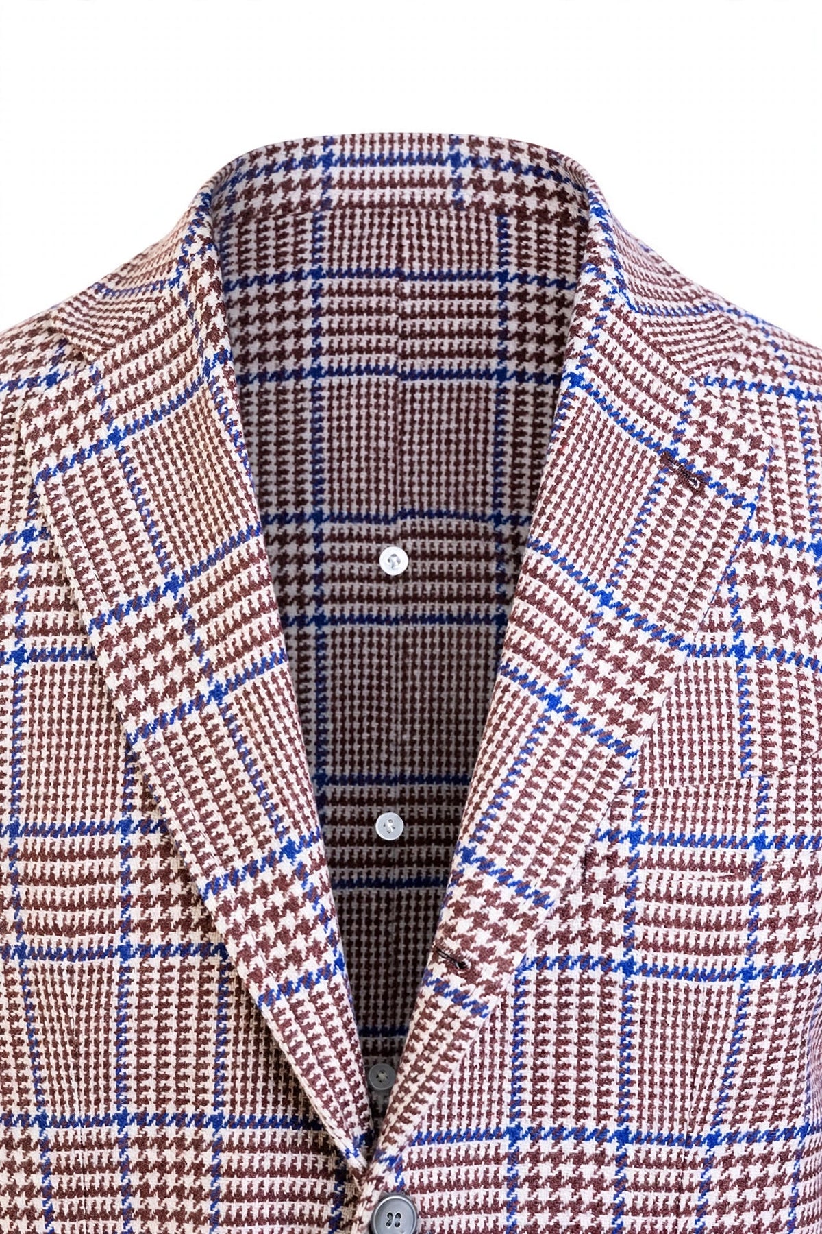 Sartorio Prince of Wales Wool Sport Jacket — Brown/ Cream