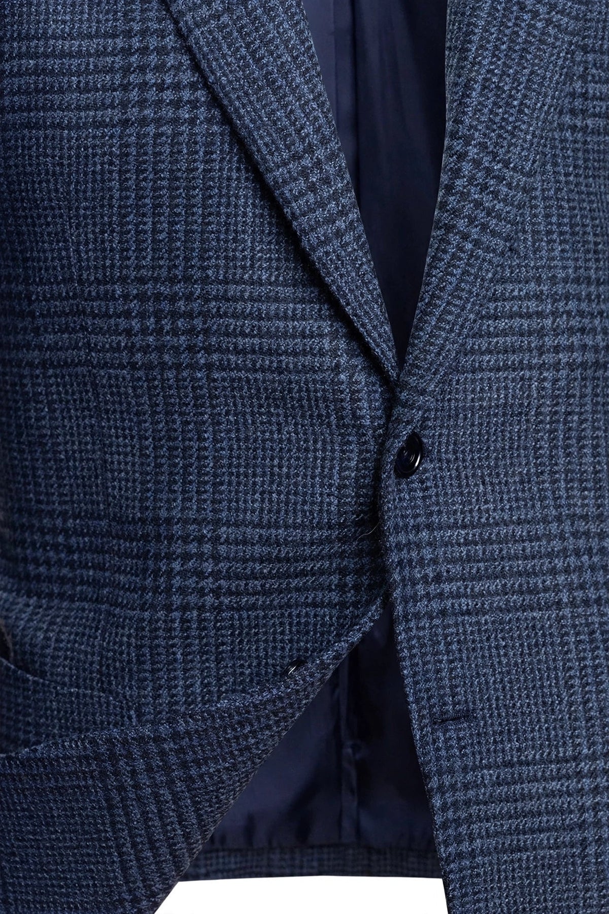 Sartorio Prince of Wales Wool-Cashmere Sport Jacket — Cobalt Blue
