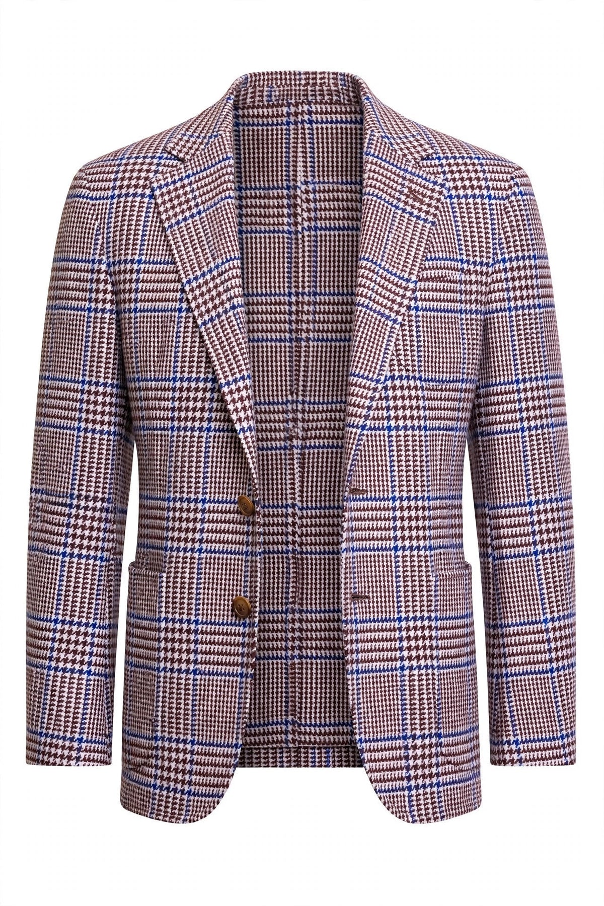 Sartorio Prince of Wales Wool Sport Jacket — Brown/ Cream