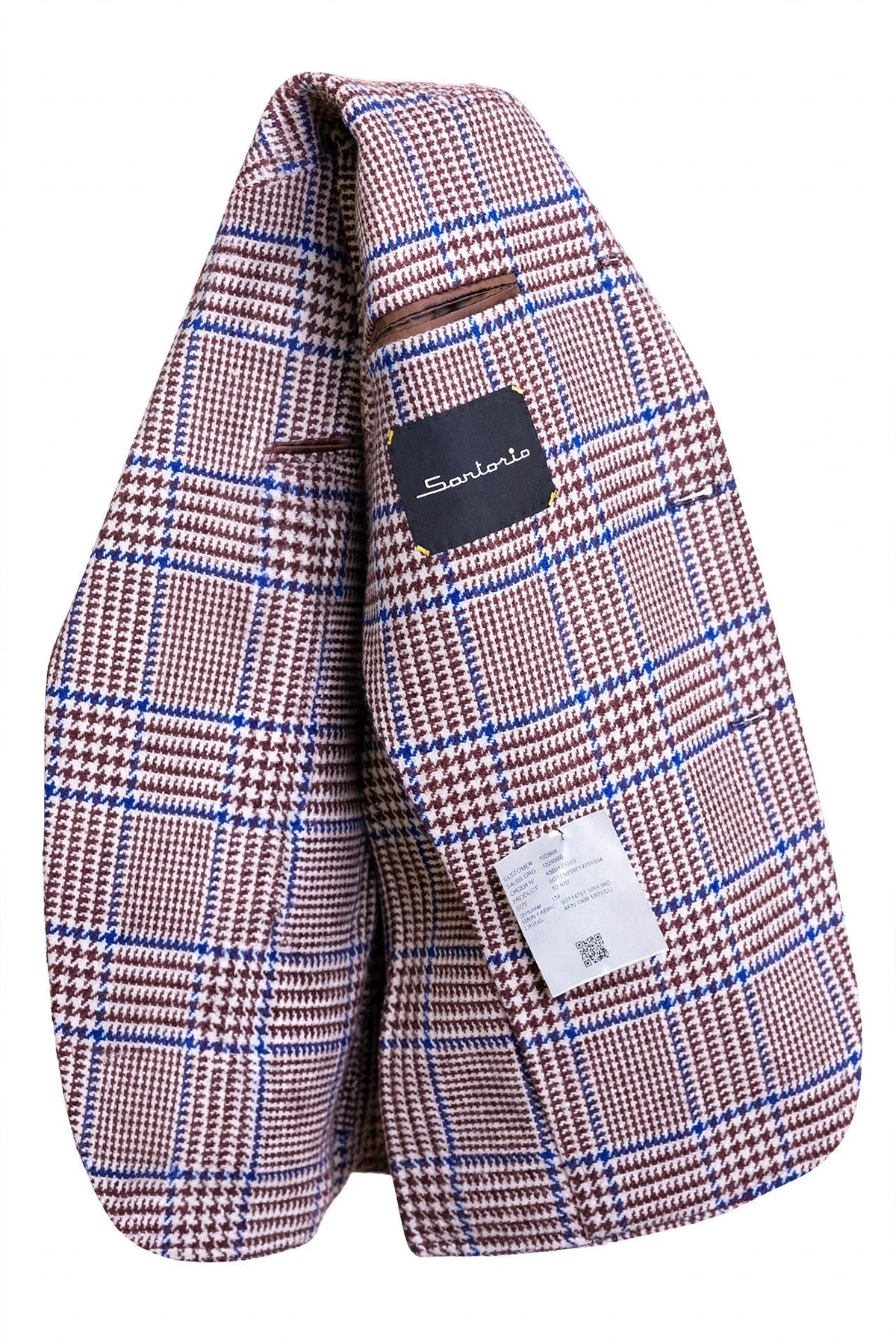 Sartorio Prince of Wales Wool Sport Jacket — Brown/ Cream