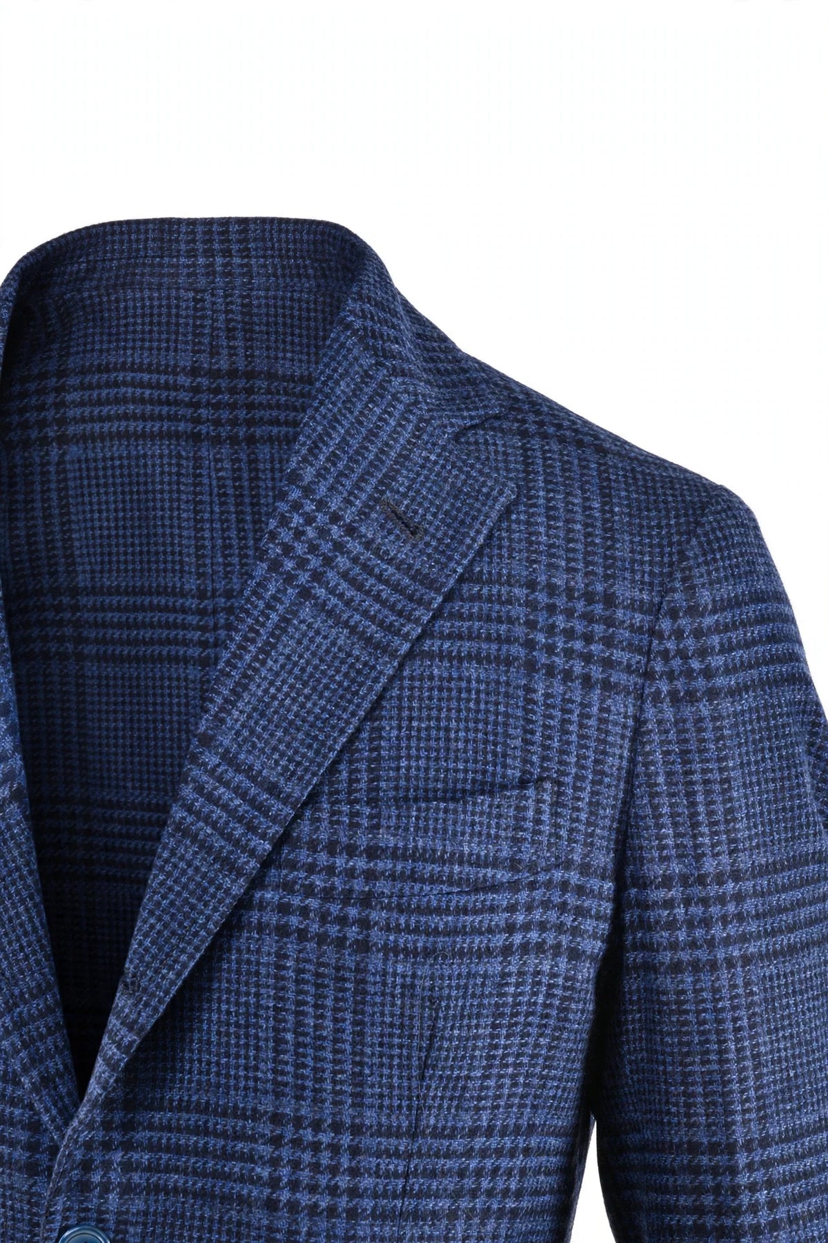 Sartorio Prince of Wales Wool Sport Jacket — Dark Blue