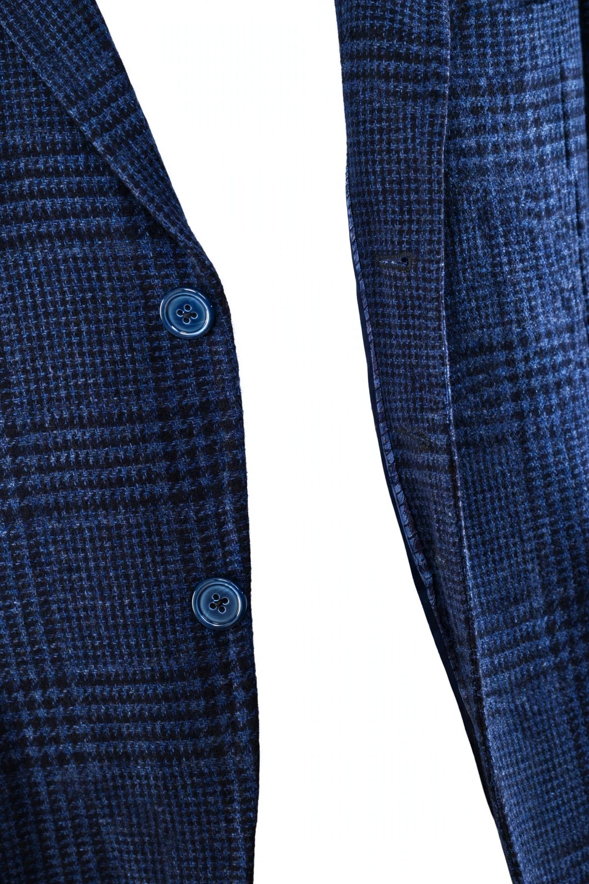 Sartorio Prince of Wales Wool Sport Jacket — Dark Blue