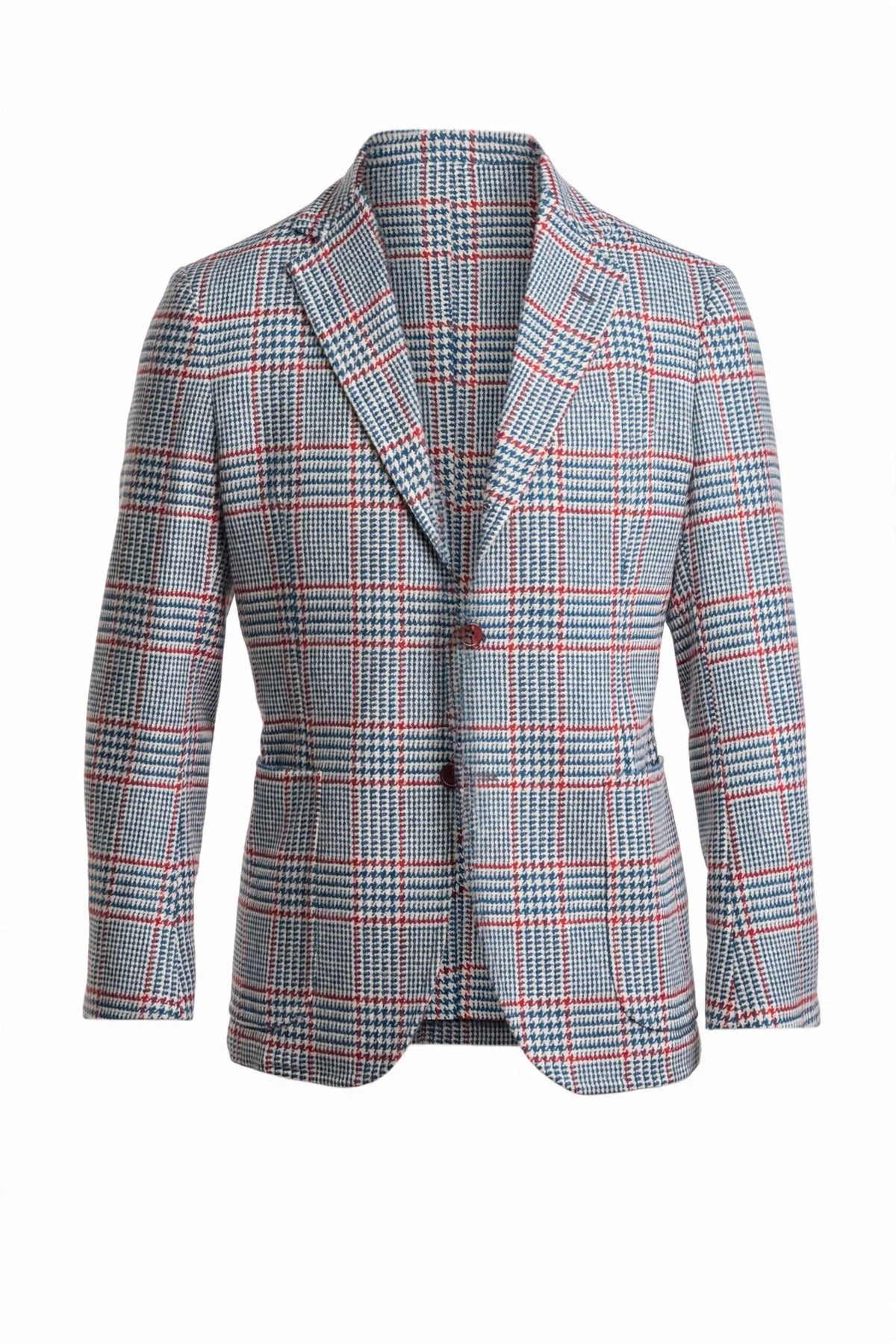 Sartorio Prince of Wales Wool Sport Jacket — Forest Green/ Cream