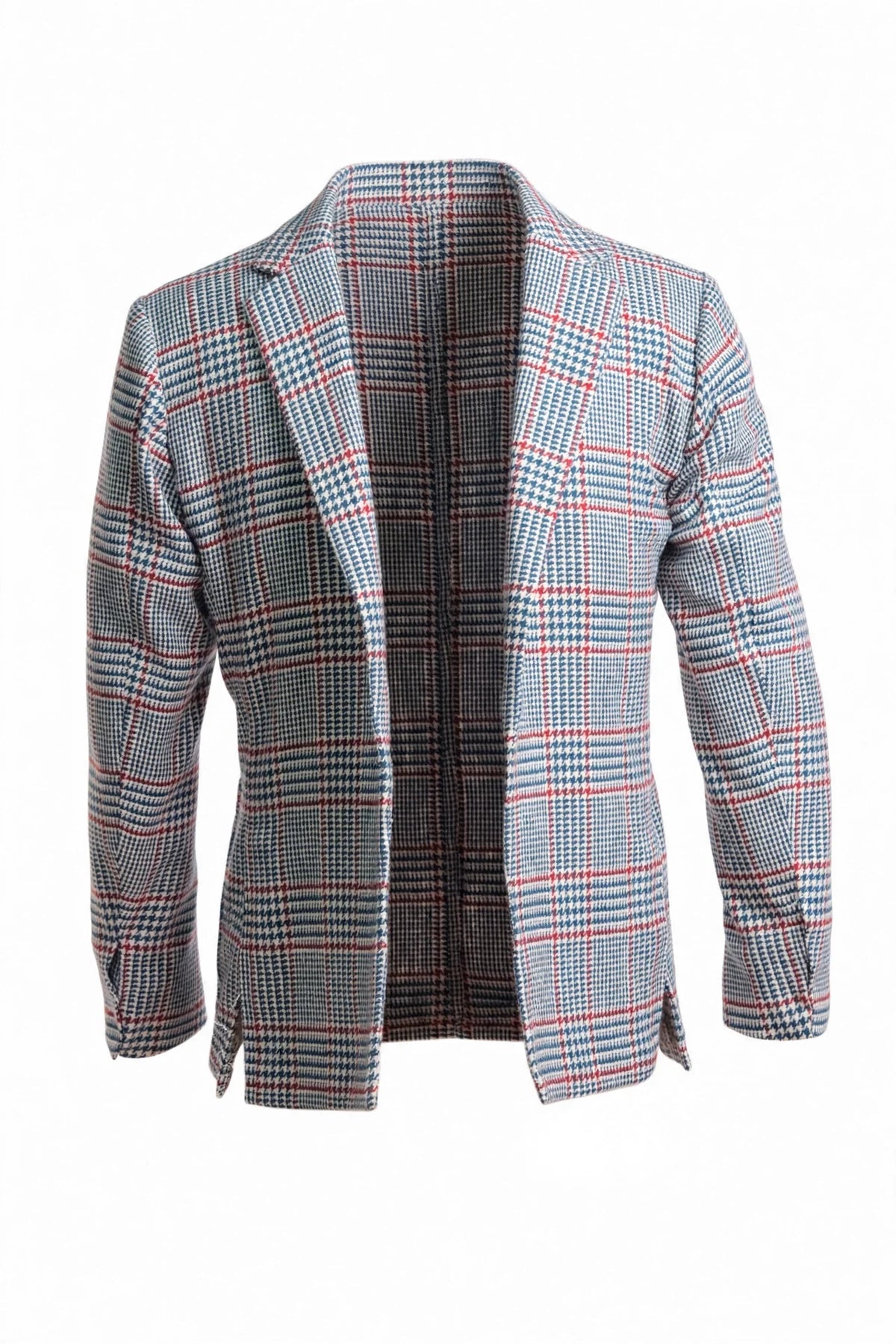 Sartorio Prince of Wales Wool Sport Jacket — Forest Green/ Cream