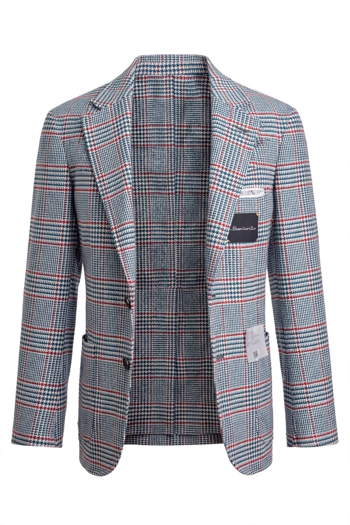 Sartorio Prince of Wales Wool Sport Jacket — Forest Green/ Cream