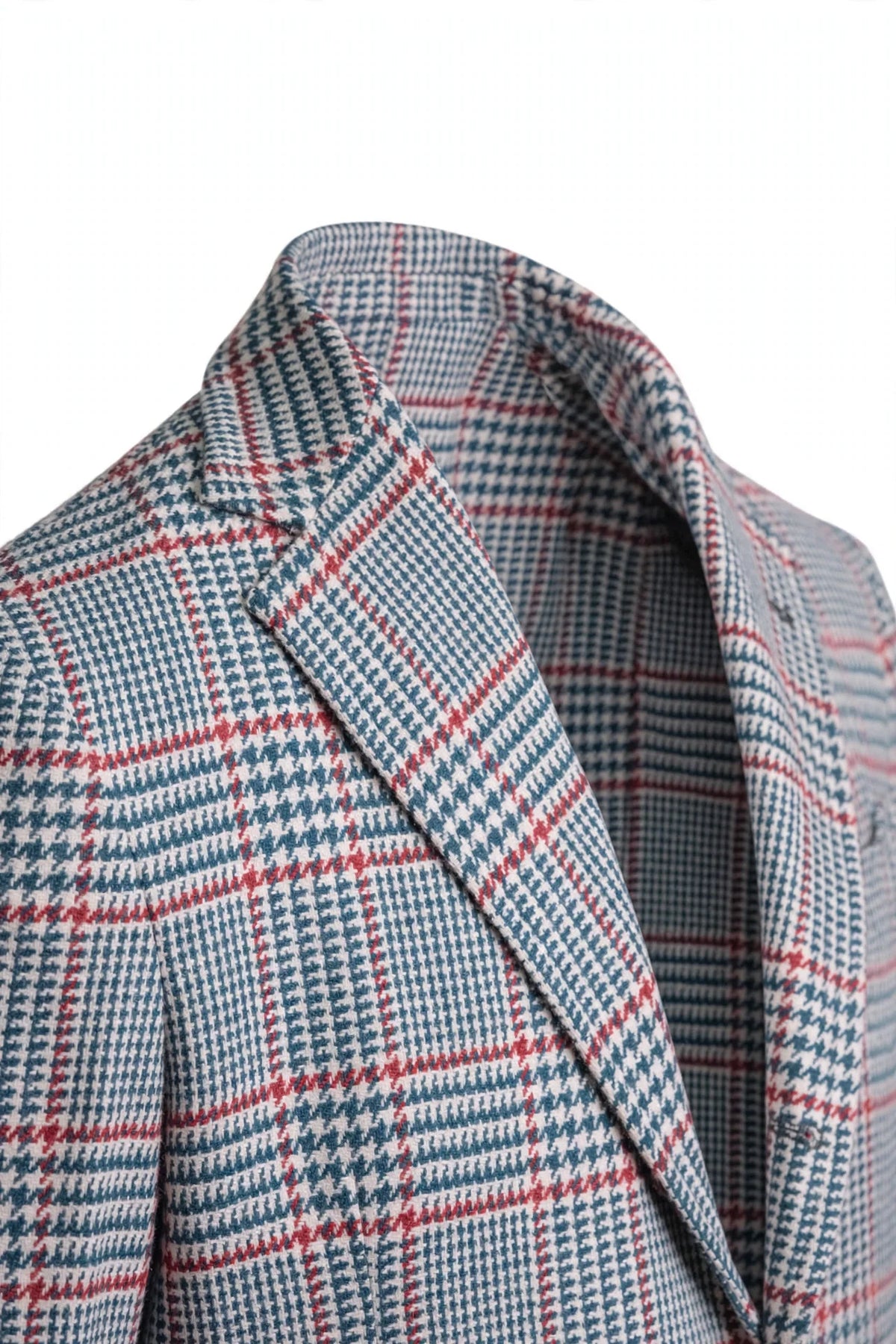 Sartorio Prince of Wales Wool Sport Jacket — Forest Green/ Cream