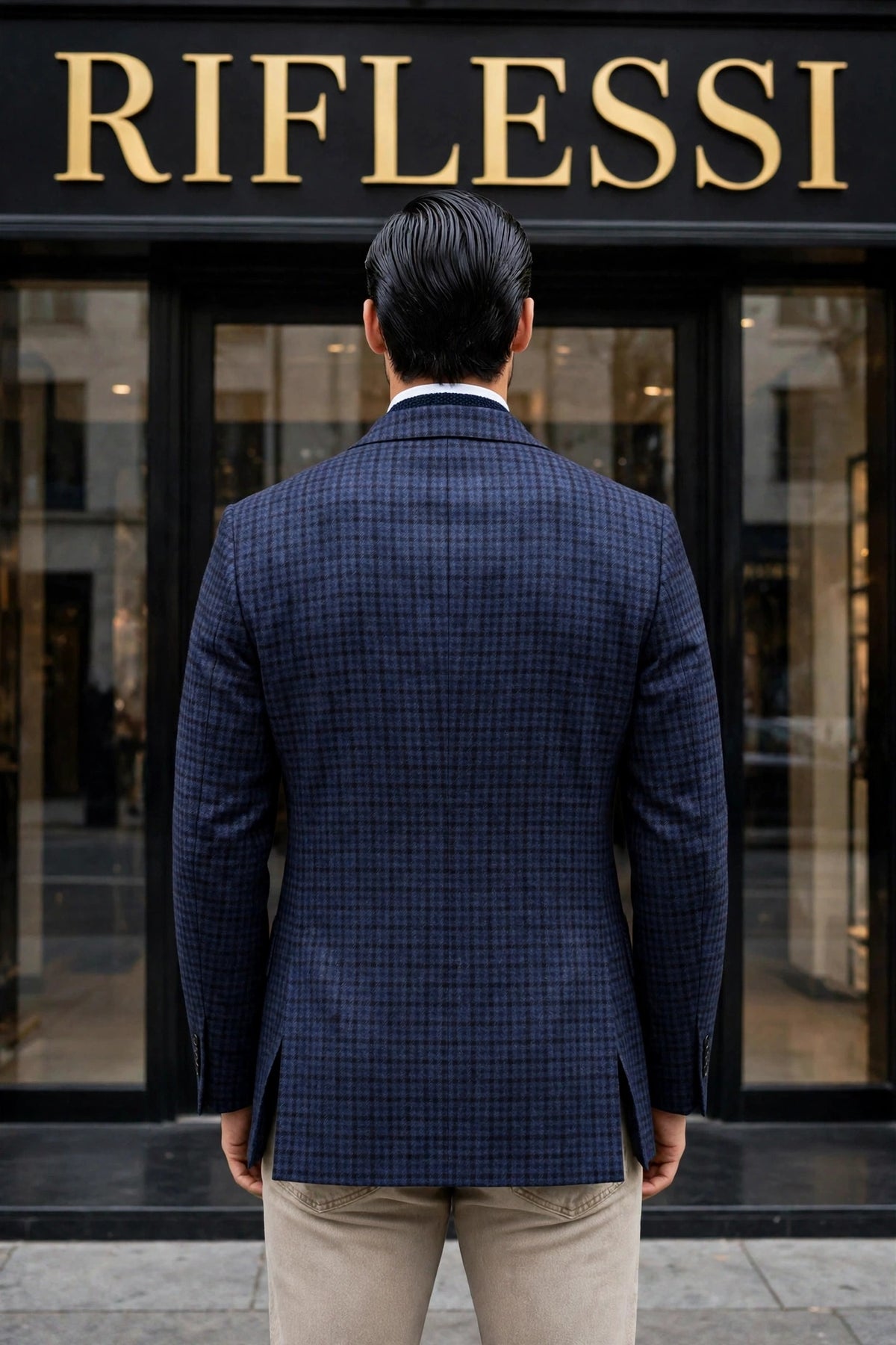 Sartorio Shepherd Check Virgin Wool Sport Jacket - model back