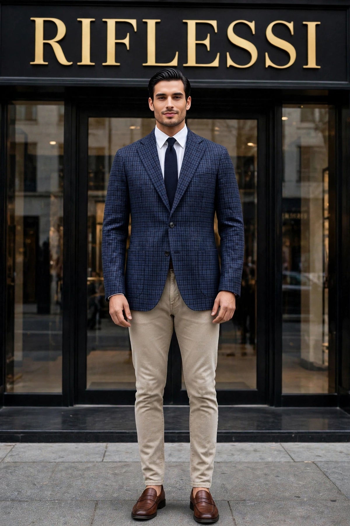 Sartorio Shepherd Check Virgin Wool Sport Jacket - model front