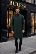 Kired Peak Reversible Cashmere Overcoat — Green / Charcoal