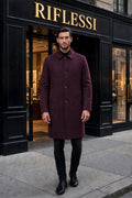Kired Peak Reversible Cashmere Overcoat — Burgundy / Black