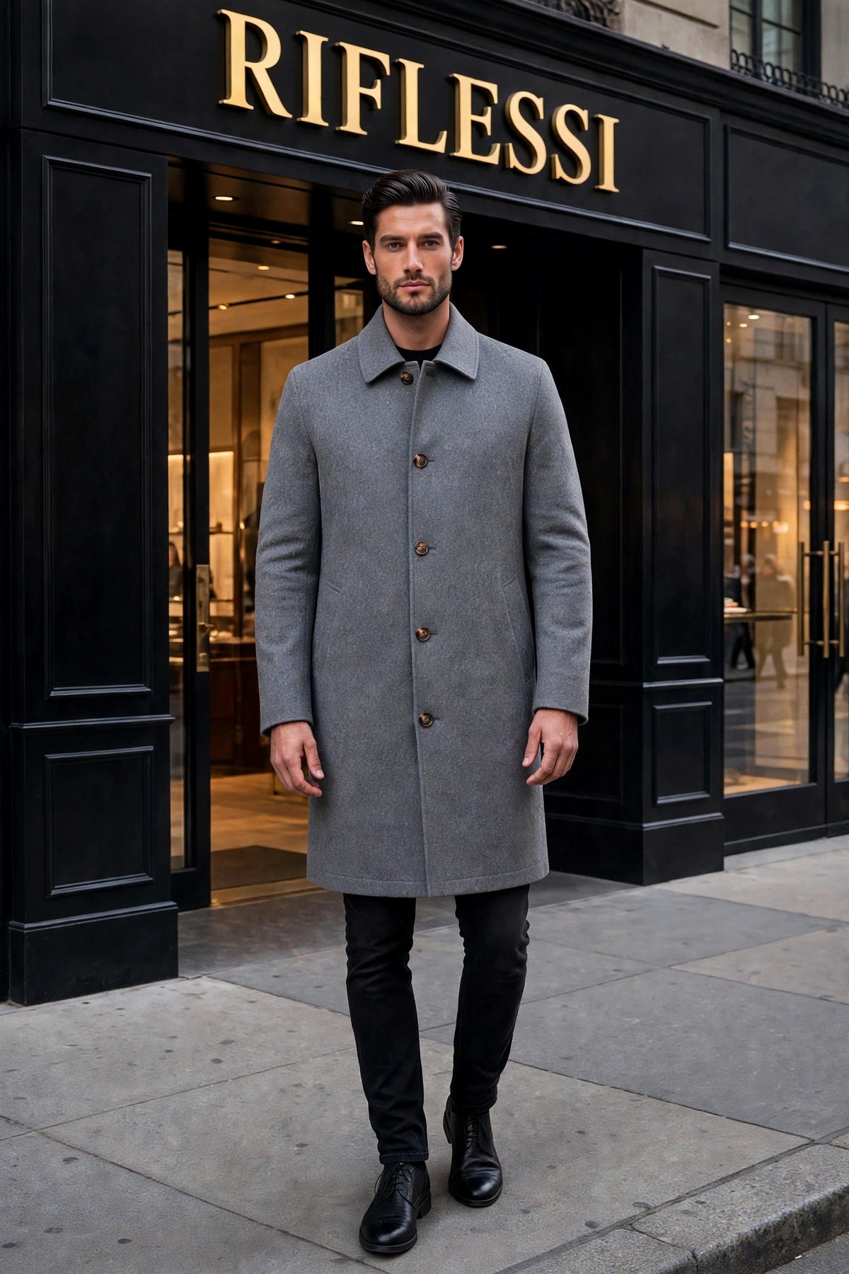Kired Ines Reversible Overcoat — Grey / Brown