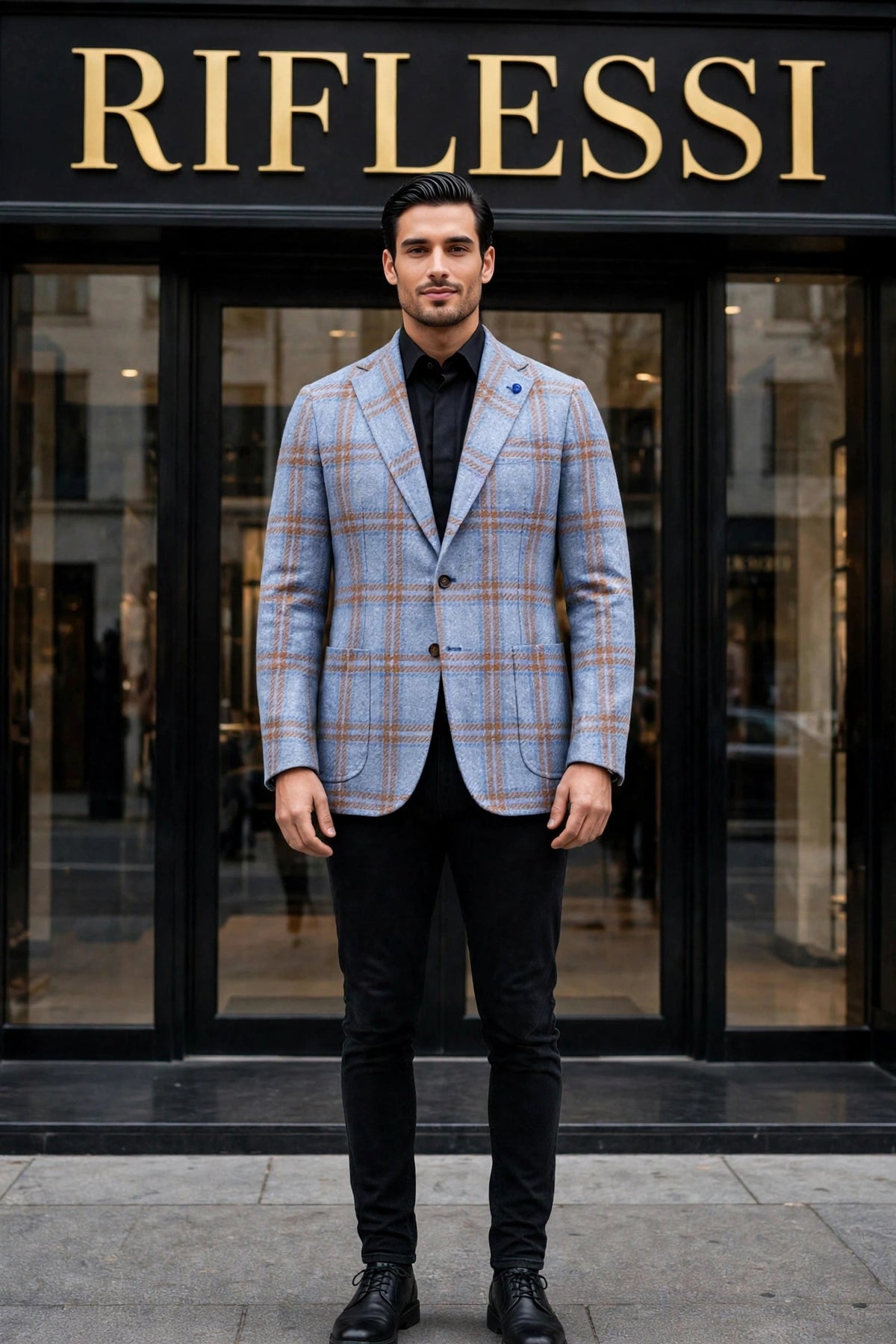 Sartorio Double Windowpane Virgin Wool-Silk Sport Jacket