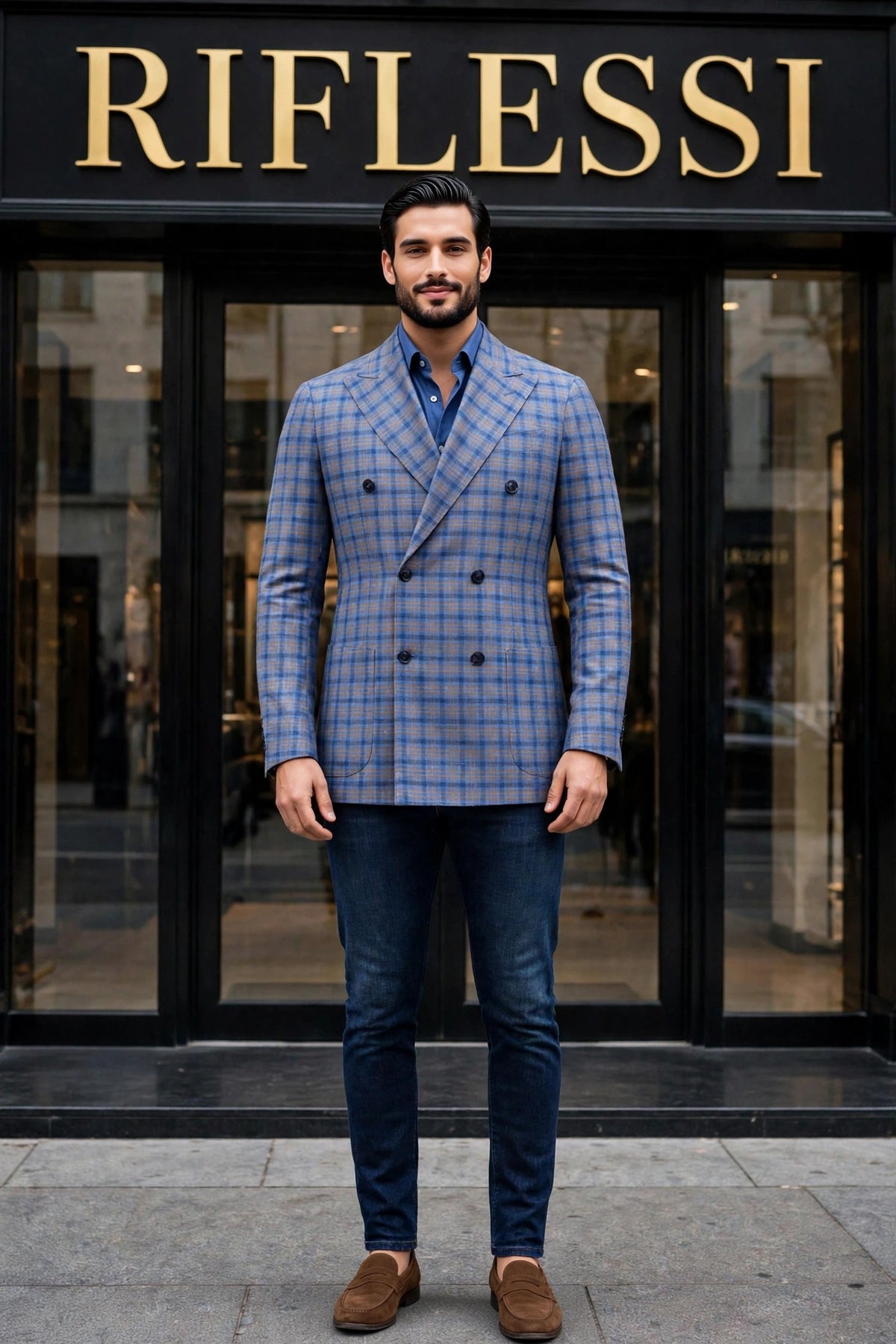 Sartorio Double Breasted Virgin Wool-Silk Sport Jacket