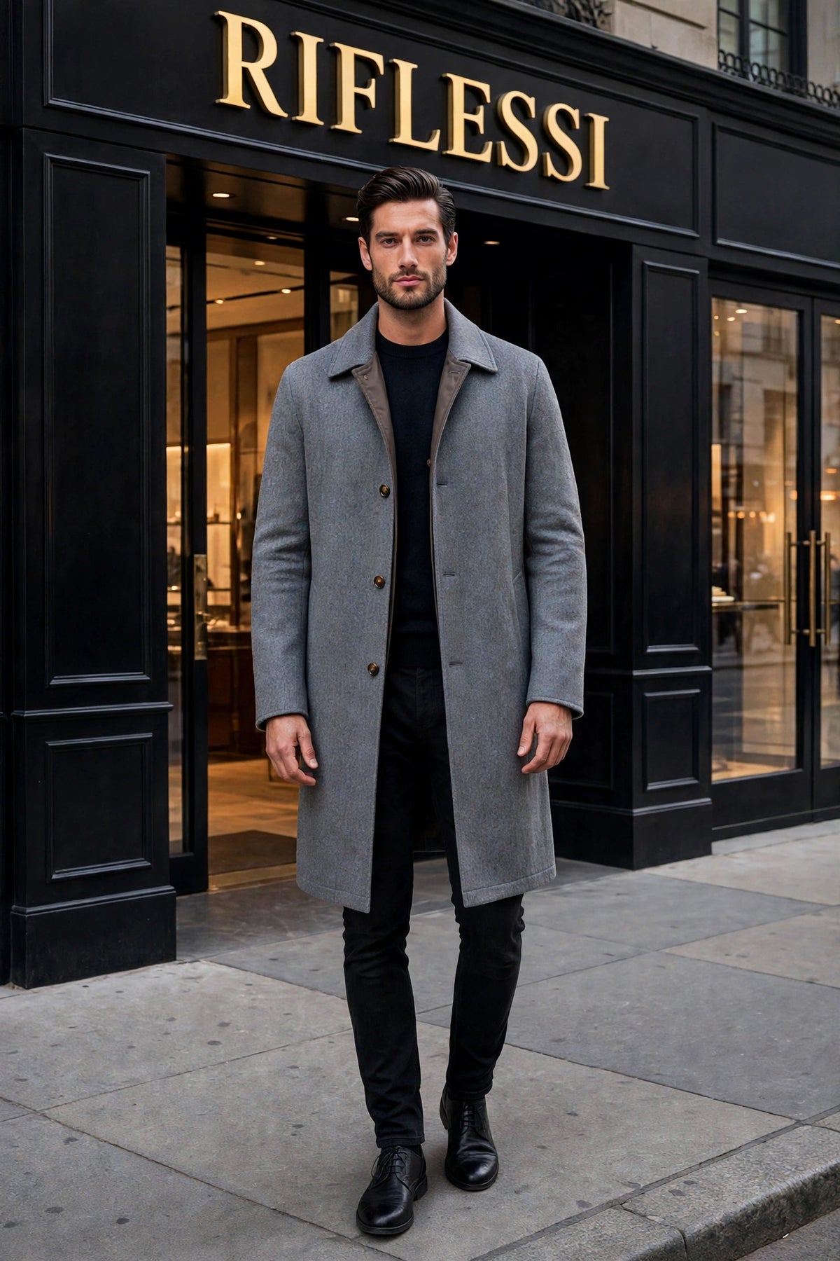 Kired Ines Reversible Overcoat — Grey / Brown