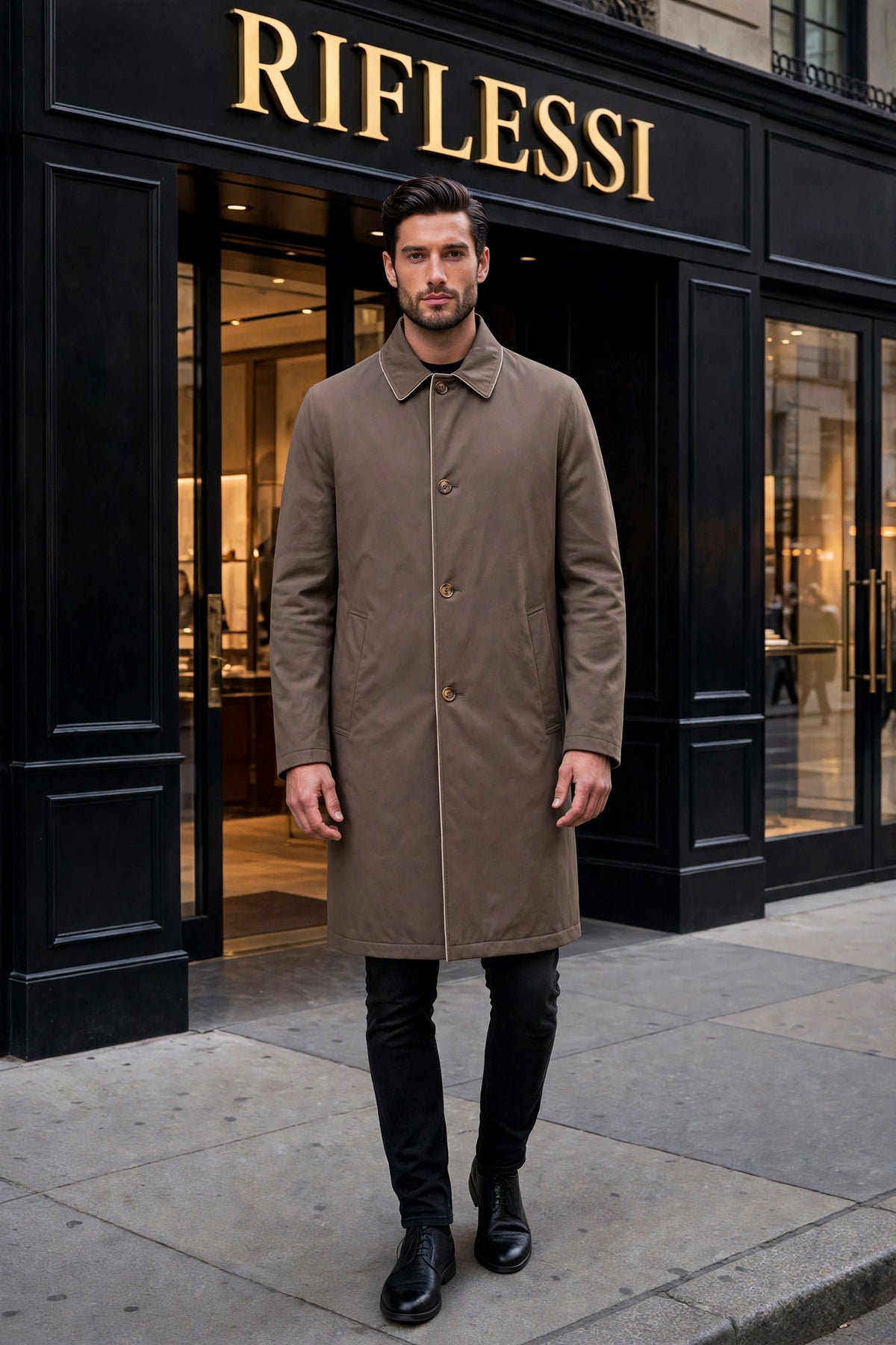 Kired Ines Reversible Overcoat — Brown / Cream White