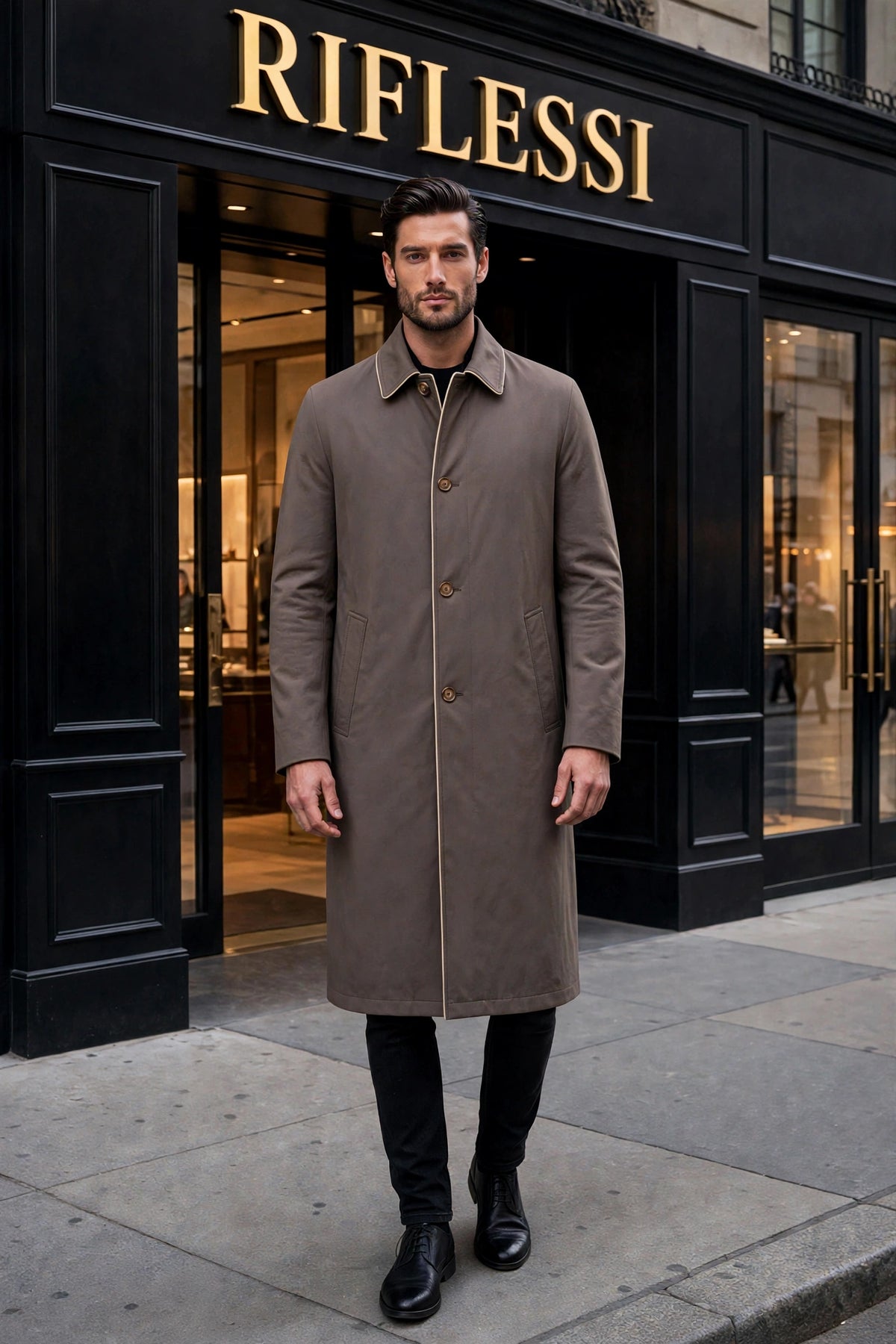 Kired Ines Reversible Overcoat — Grey / Brown