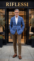 Sartorio Checked Virgin Wool-Silk-Cotton Sport Jacket — Royal Blue/ Orange