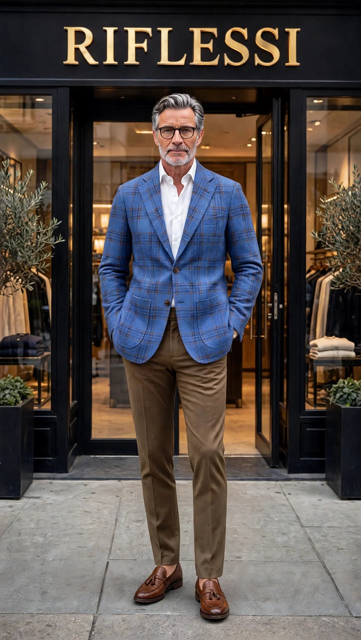 Sartorio Checked Virgin Wool-Silk-Cotton Sport Jacket — Royal Blue/ Orange