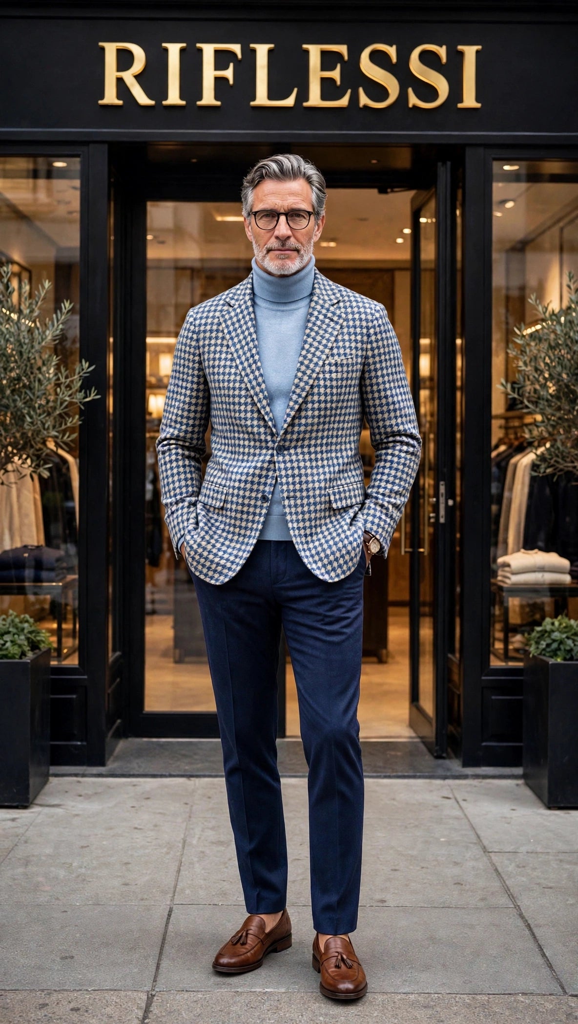 Sartorio Houndstooth Alpaca-Cotton Sport Jacket