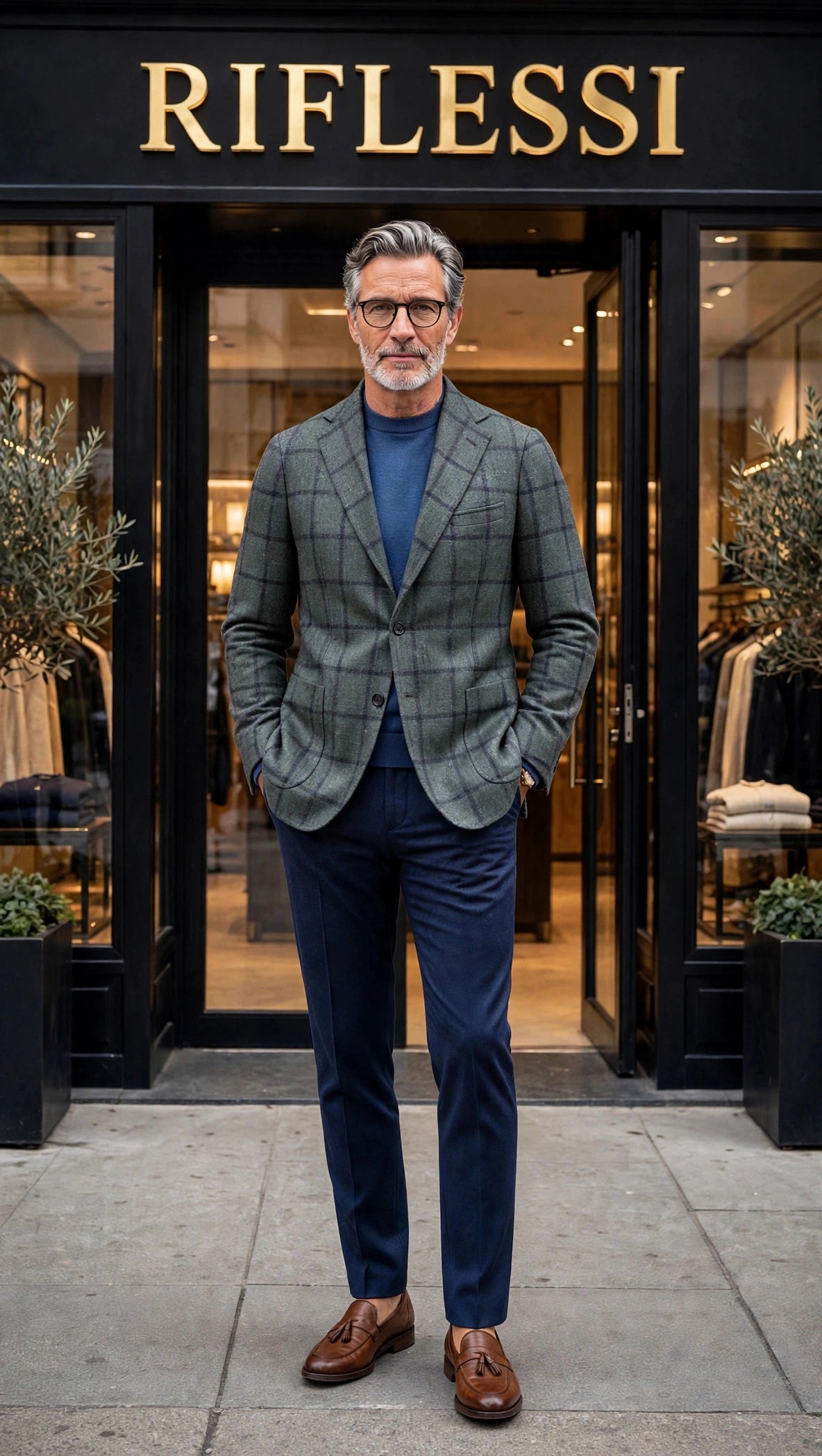 Sartorio Windowpane Virgin Wool-Silk-Linen Sport Jacket