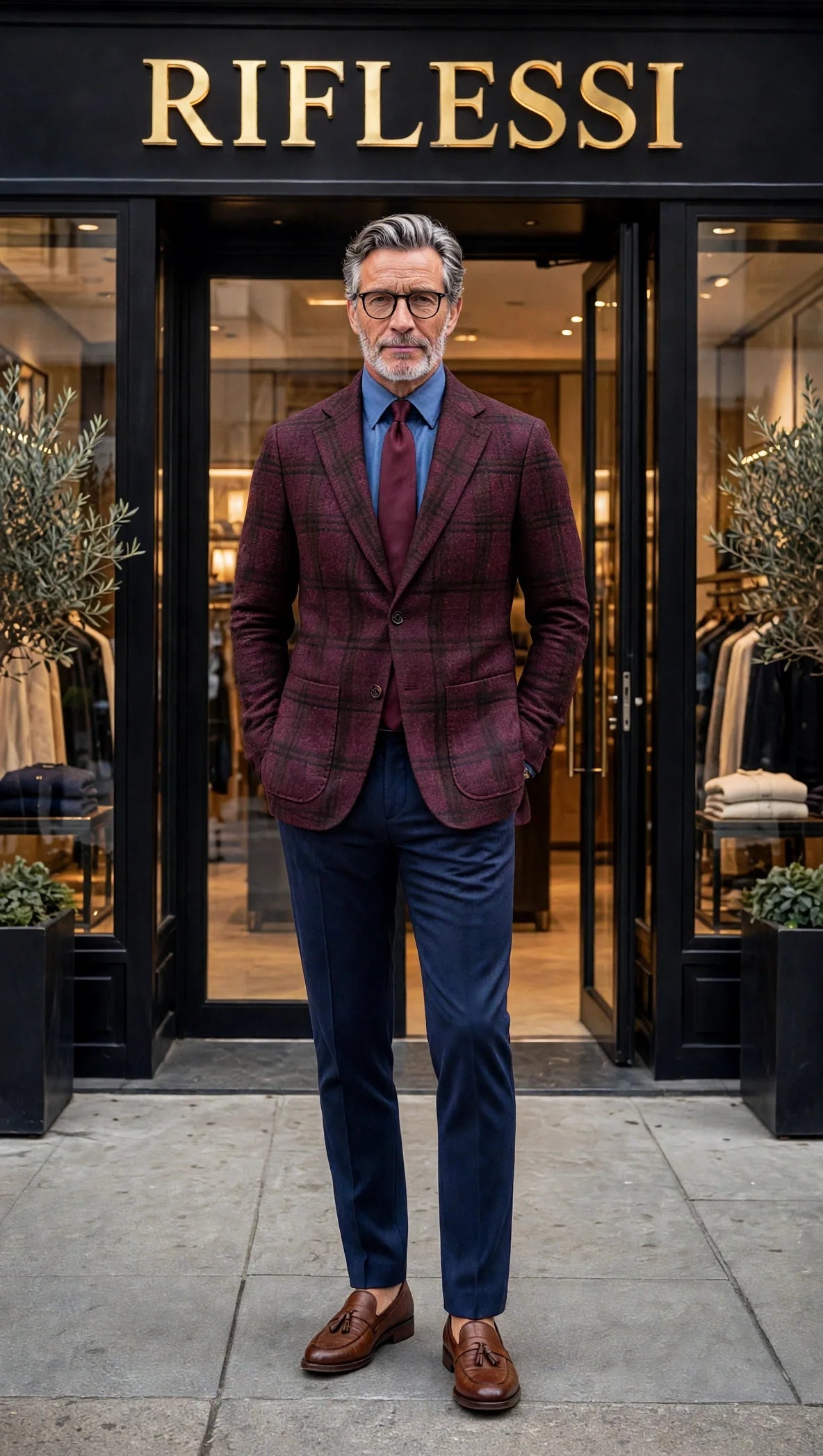 Sartorio Checked Virgin Wool-Silk-Cotton Sport Jacket — Burgundy/ Brown