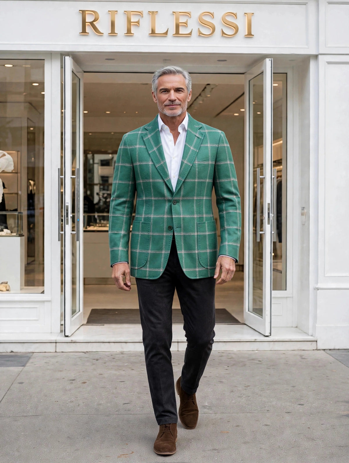 Sartorio Windowpane Virgin Wool-Cashmere Sport Jacket
