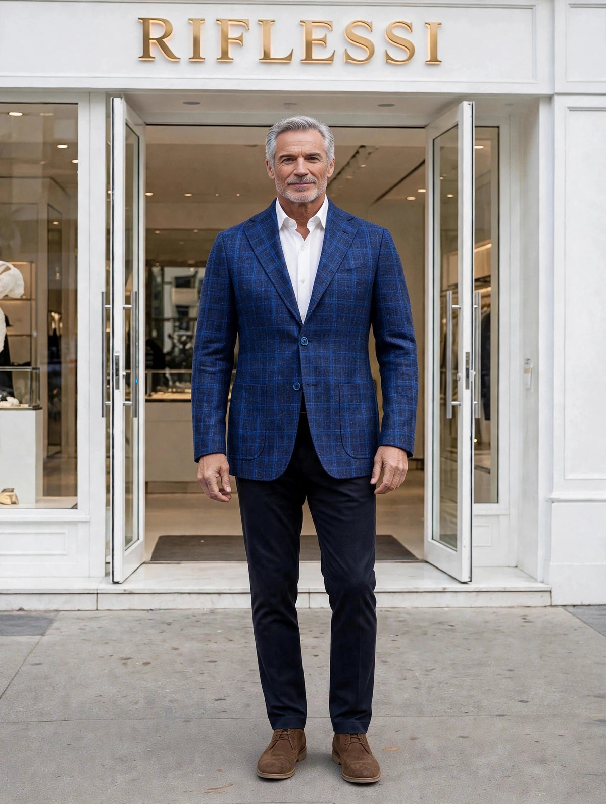 Sartorio Windowpane Virgin Wool-Silk Sport Jacket